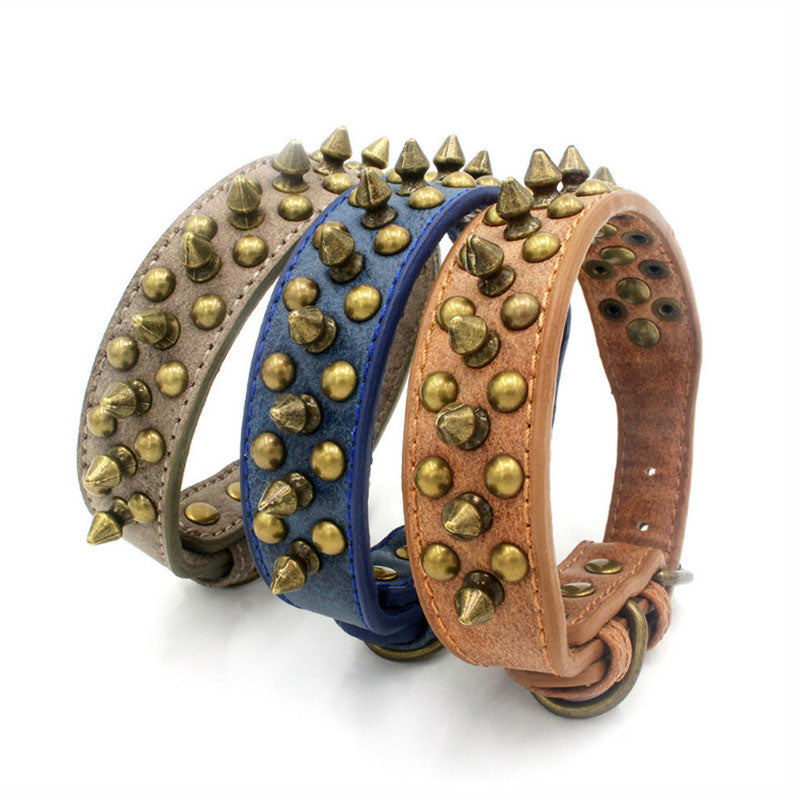 collier en cuir clouté pour chien
