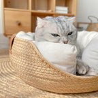 Panier en rotin rond pour chat