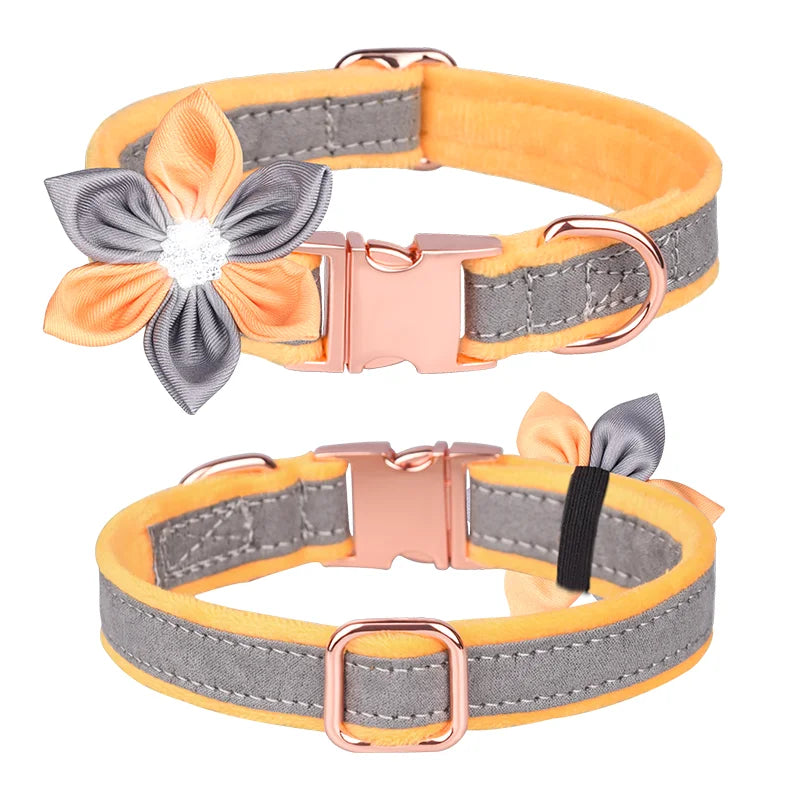 Collier chien nylon avec fleur