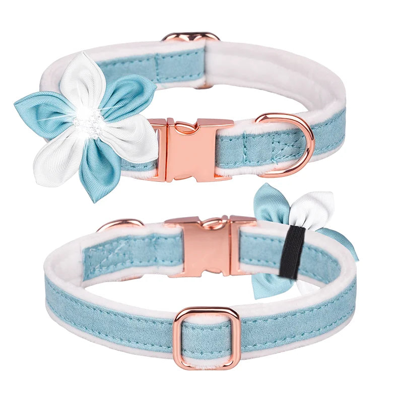 Collier chien nylon avec fleur