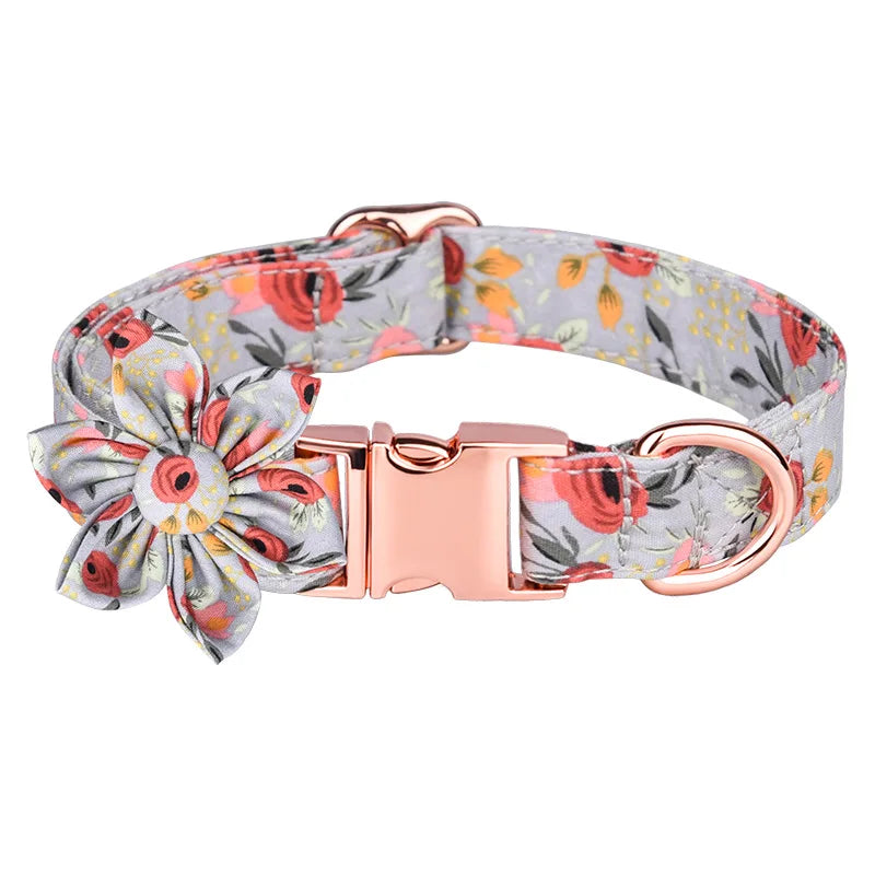 collier en coton motif fleurs pour chien