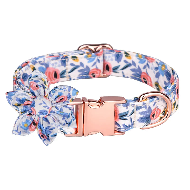 collier en coton motif fleurs pour chien