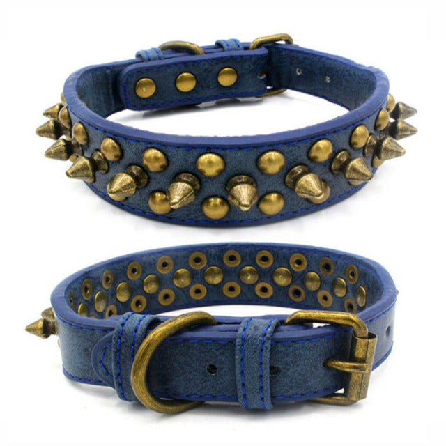 collier en cuir clouté pour chien