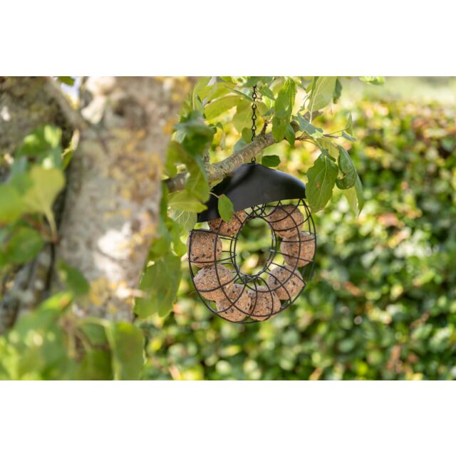 Mangeoire boule de graisse rond avec toit, lot 2 pc