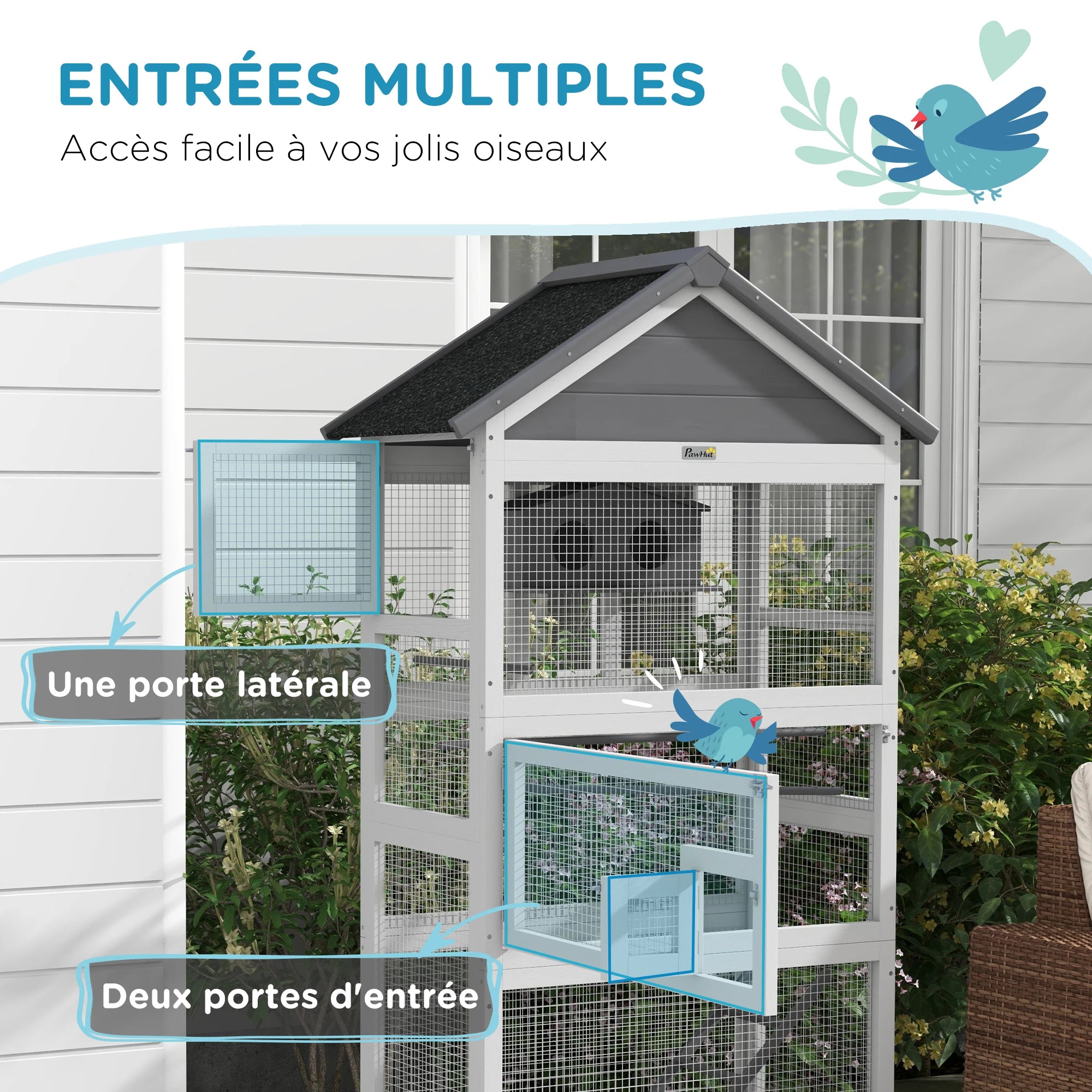 Grande cage d’extérieur en bois