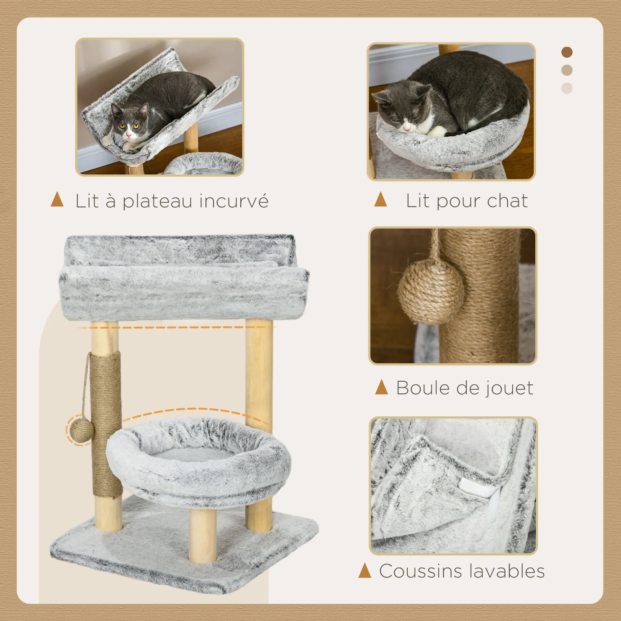 Arbre à chats  couchette incurvée