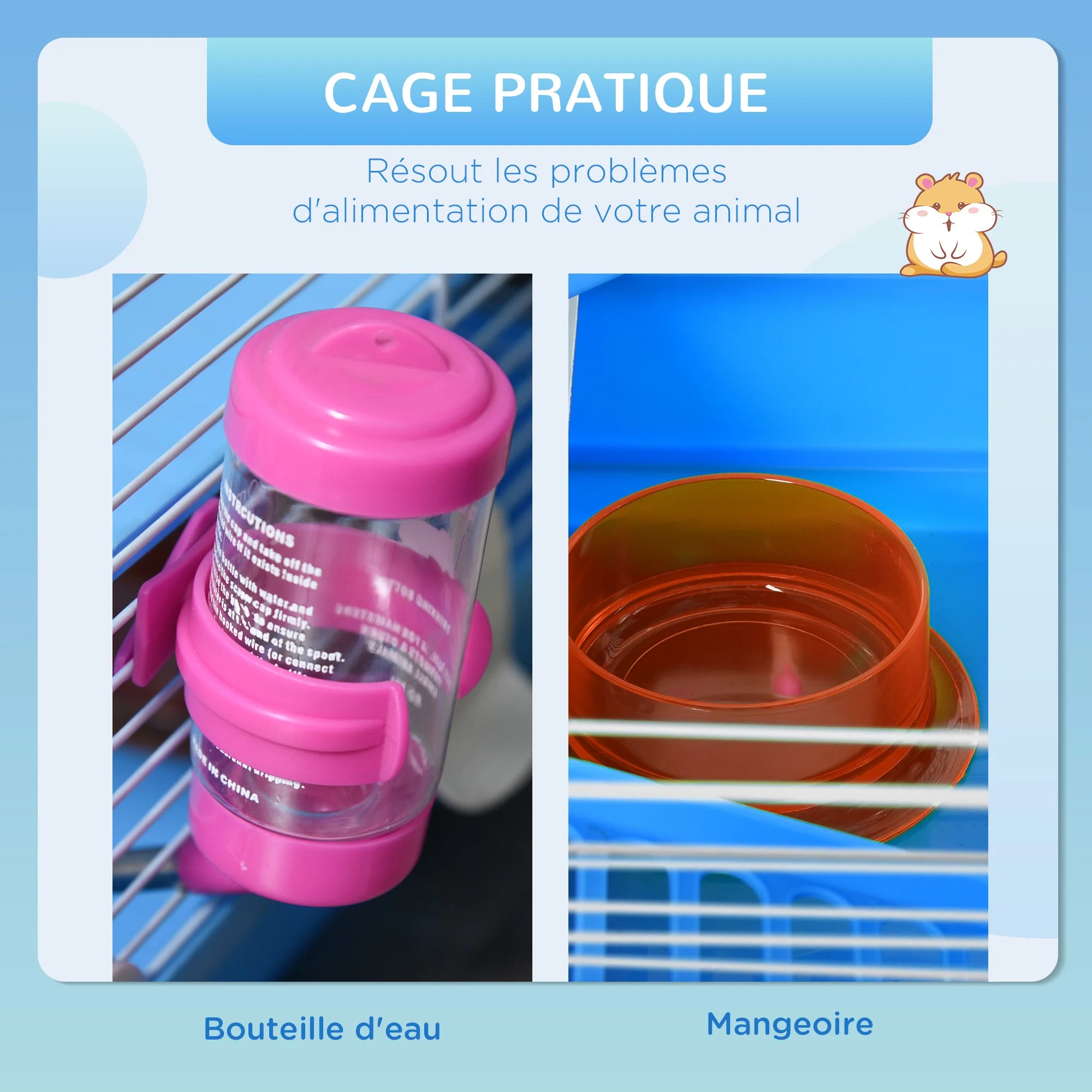 Petite cage équipée pour rongeur