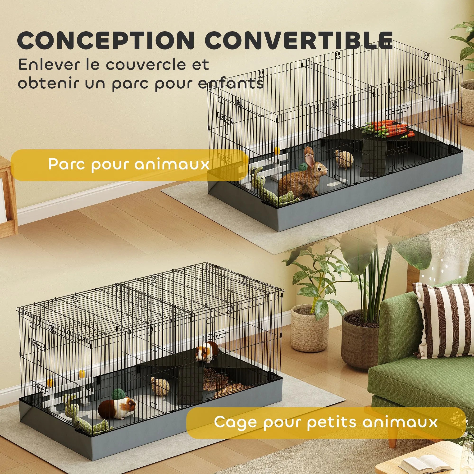 Enclos à lapin cage avec séparateur
