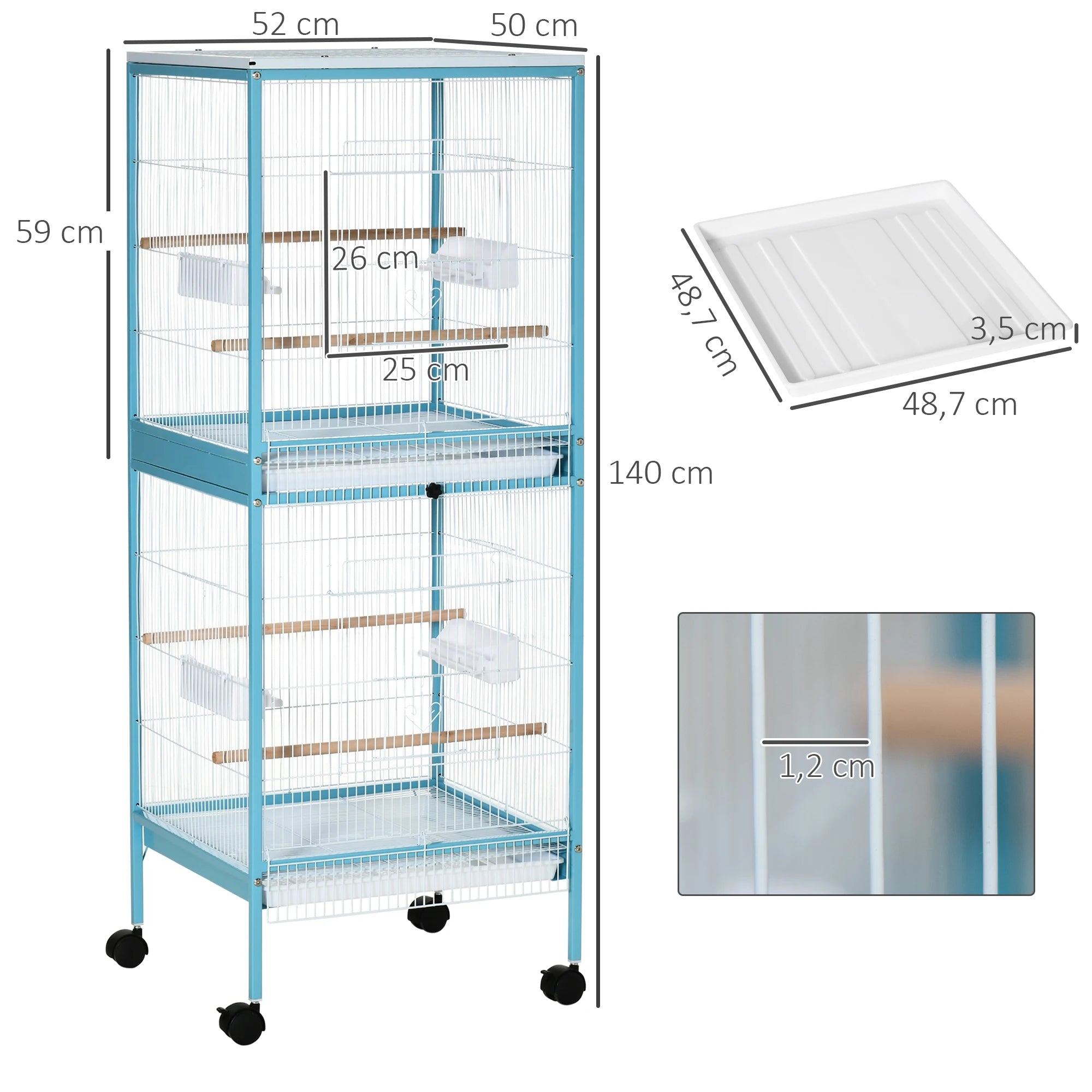Volière haute double compartiment
