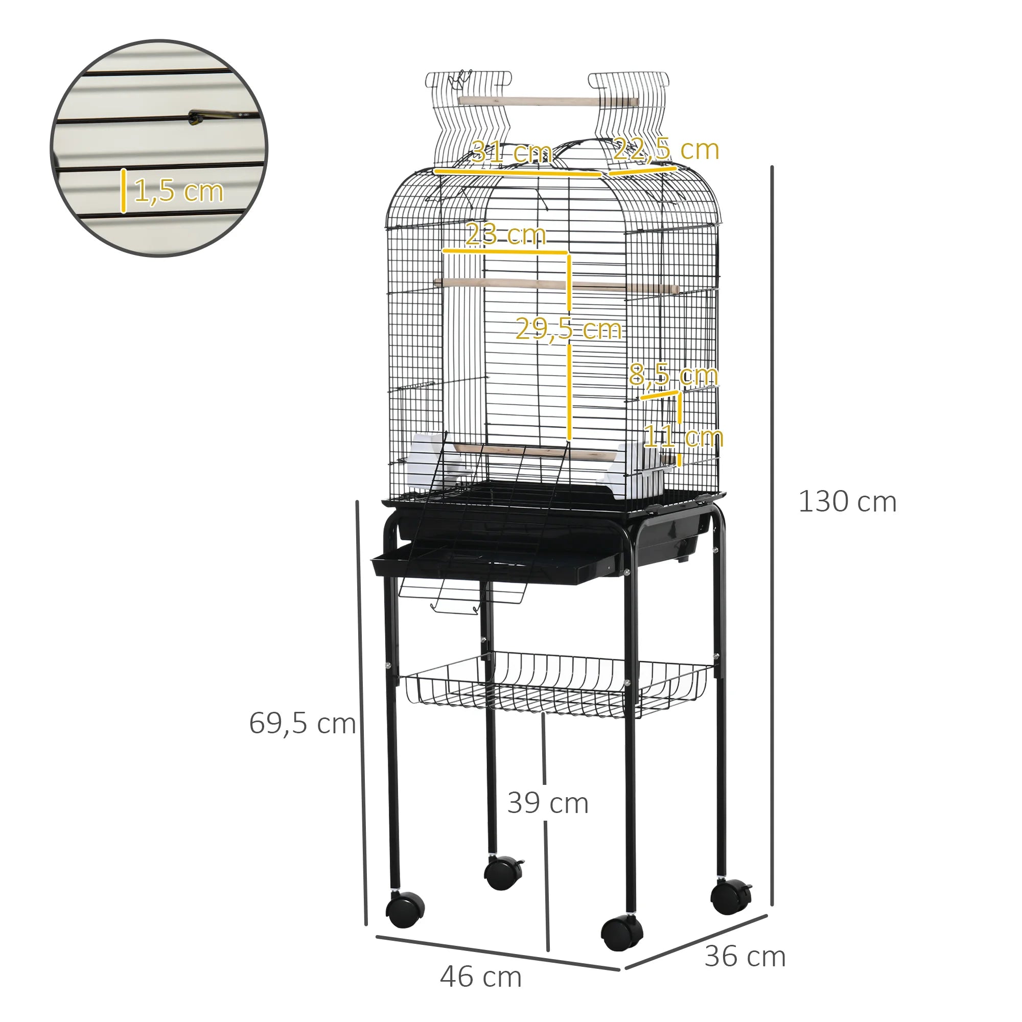 Cage toit ouvrant support roulant