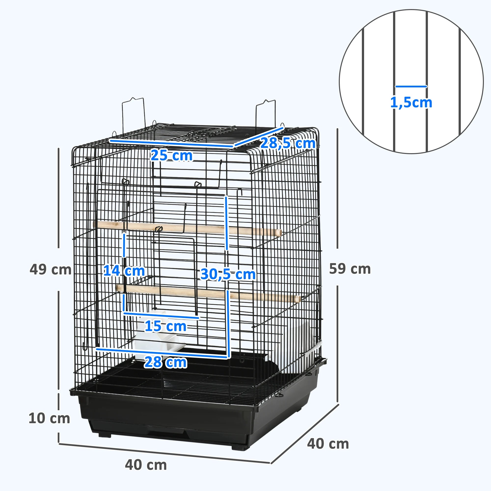 Cage toit ouvrant petit perroquet