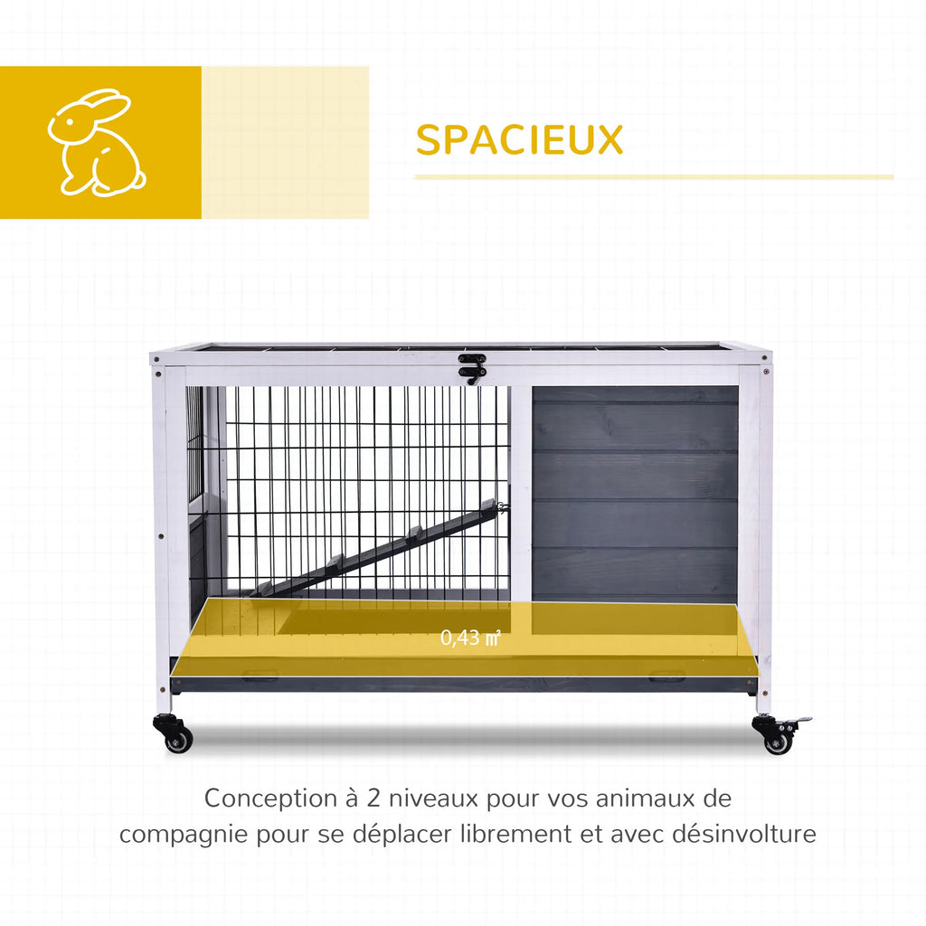 Clapier d’intérieur roulant à lapins