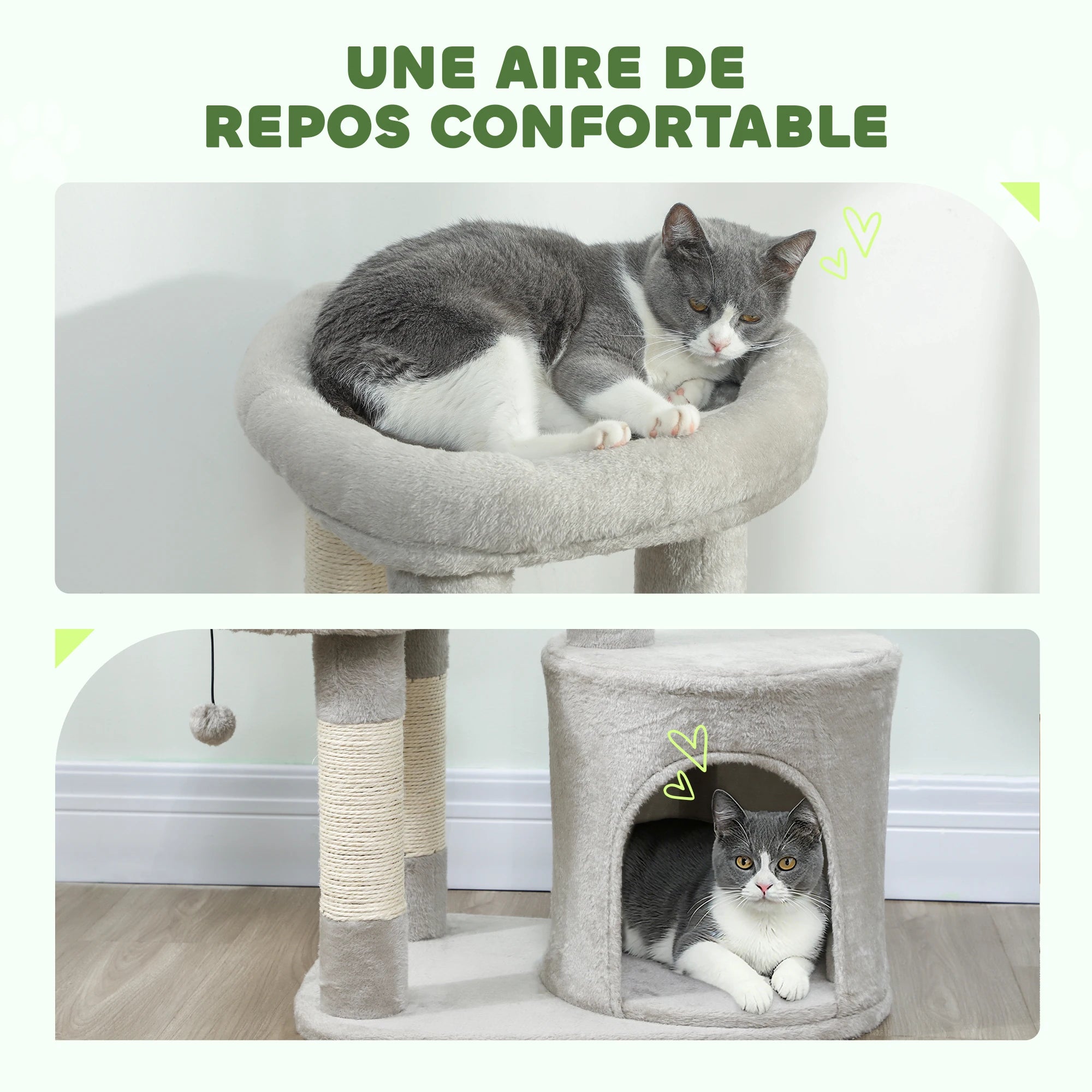 Arbre à chats 90 cm niche ronde