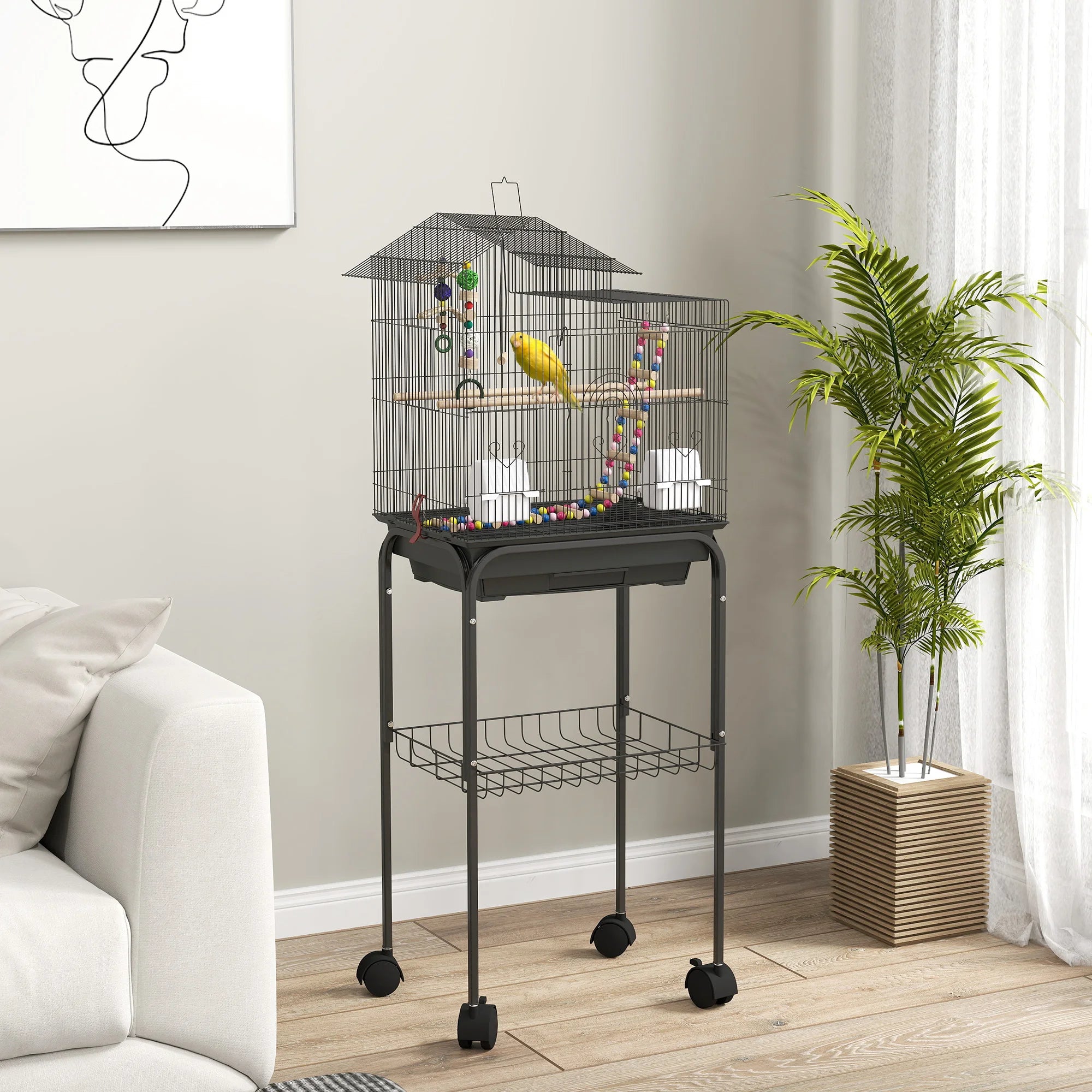 Cage sur support haut roulant