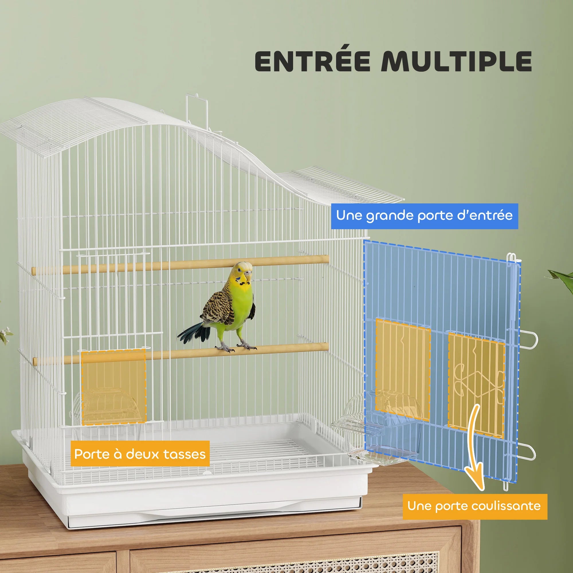 Cage à oiseaux toit en vague