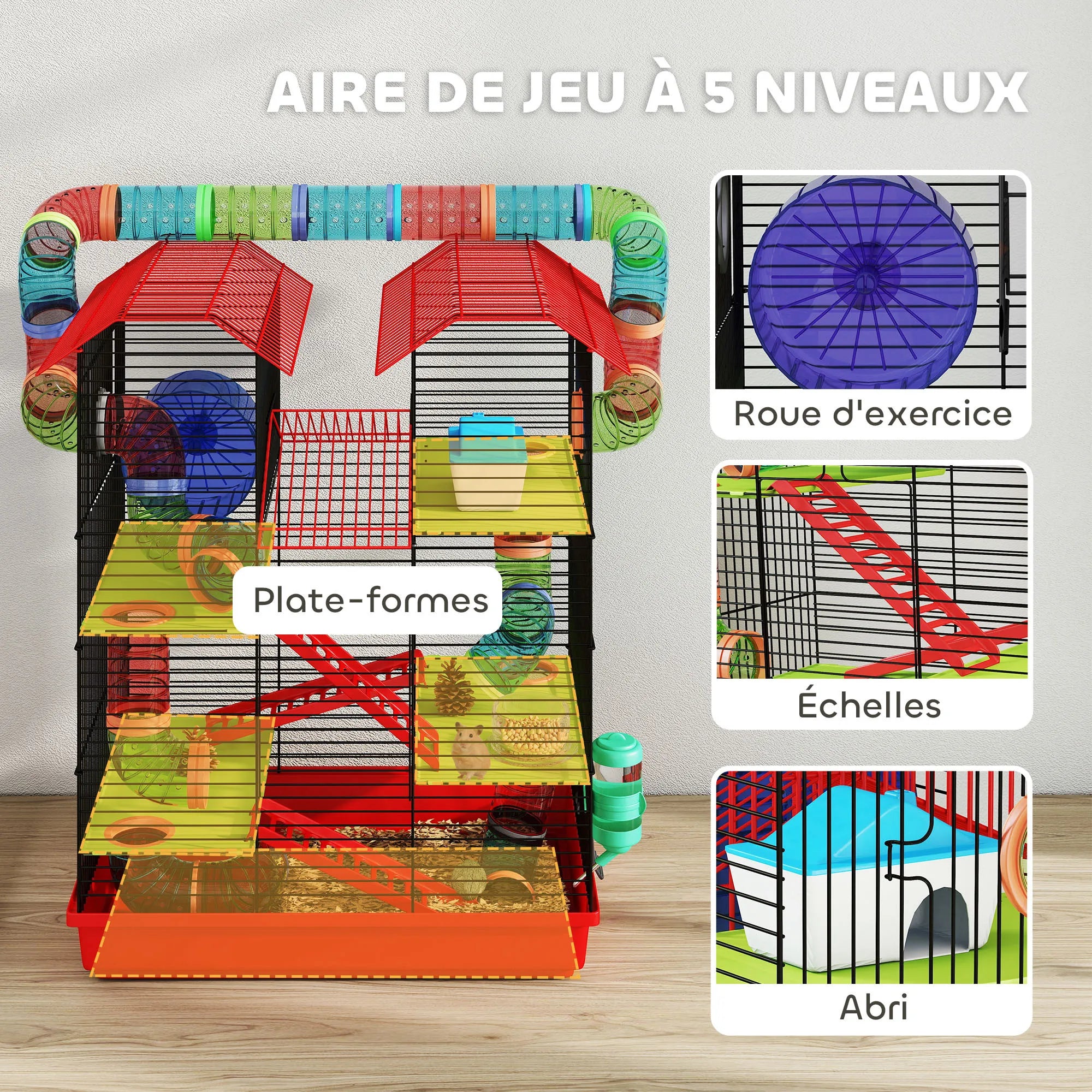 Cage mi-haute équipée à étages