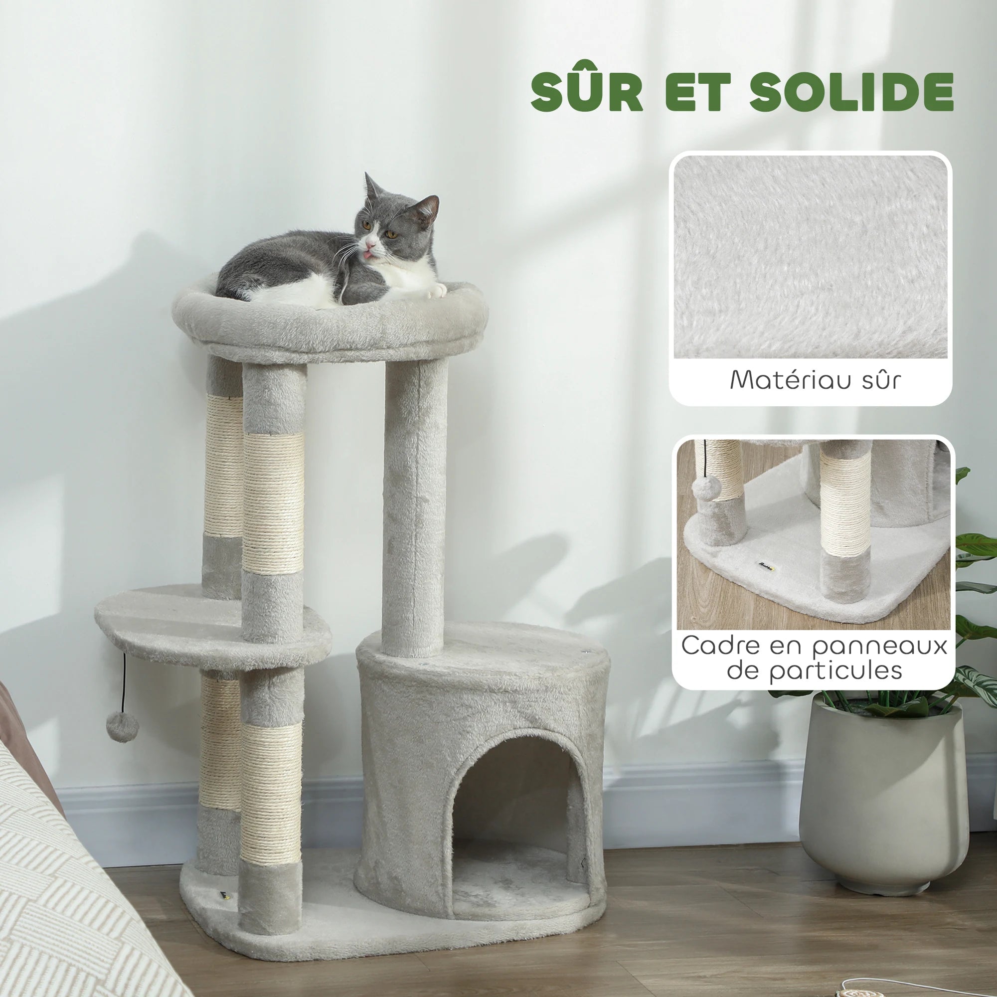 Arbre à chats 90 cm niche ronde