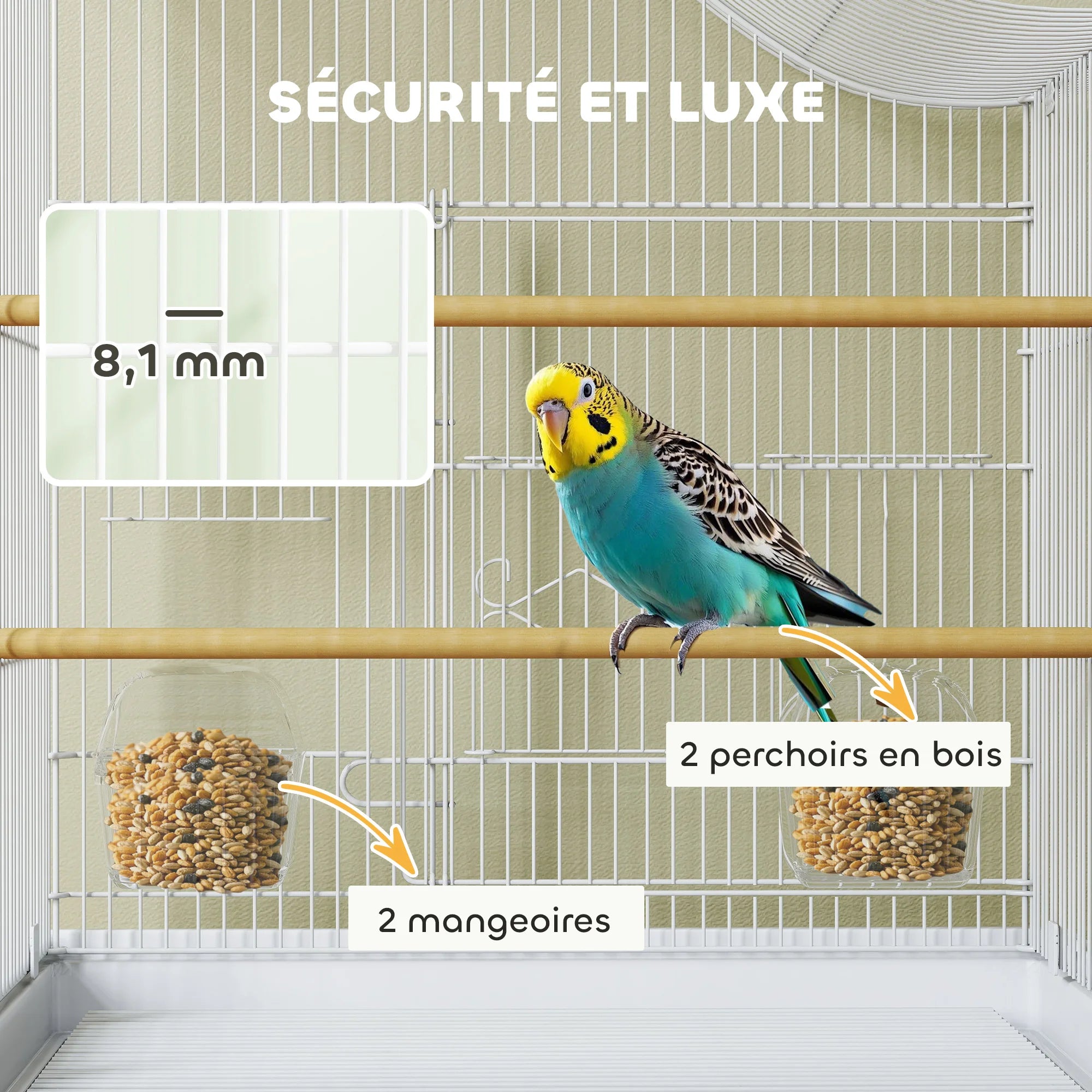 Cage à oiseaux toit en vague