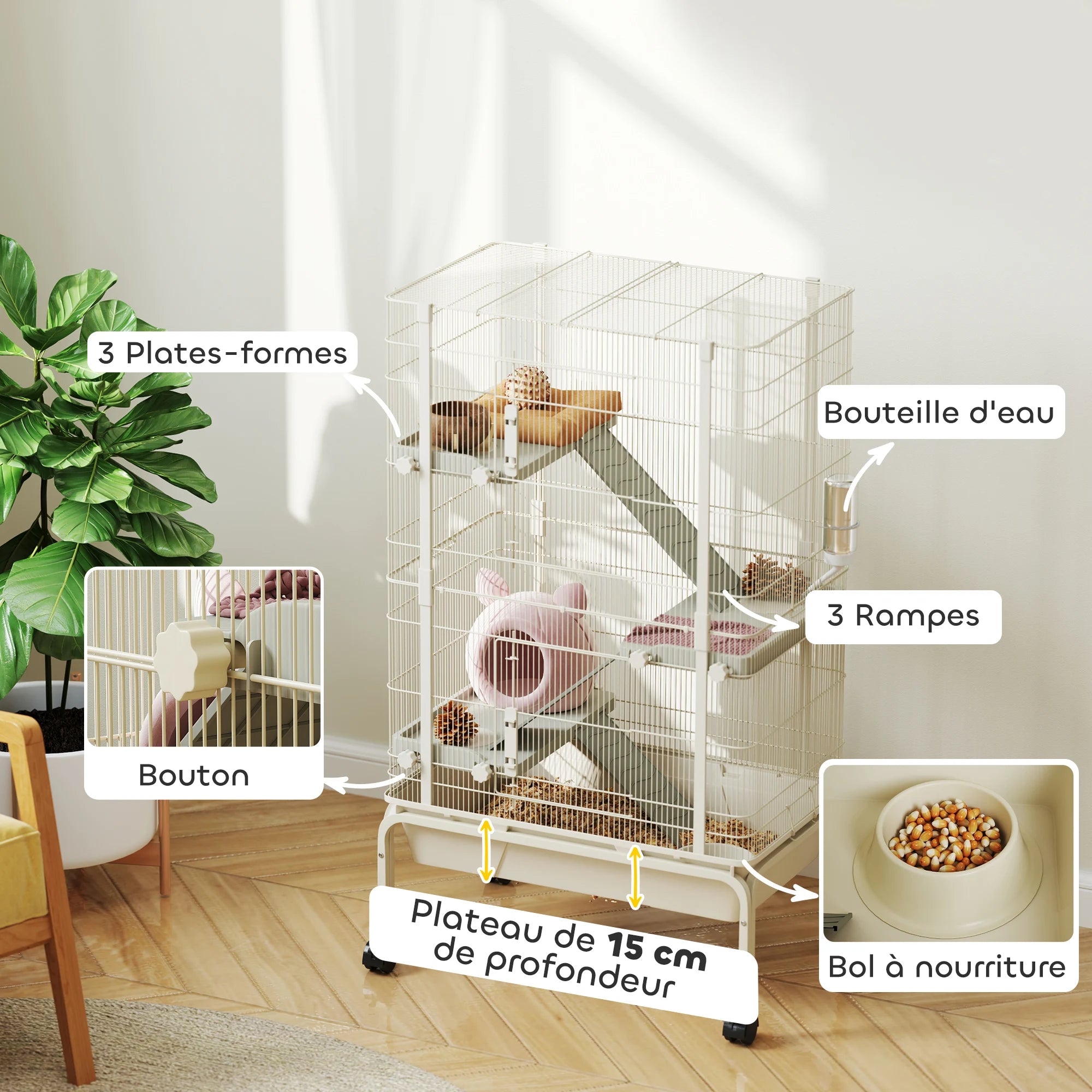 Cage blanche pour furet ou chinchilla