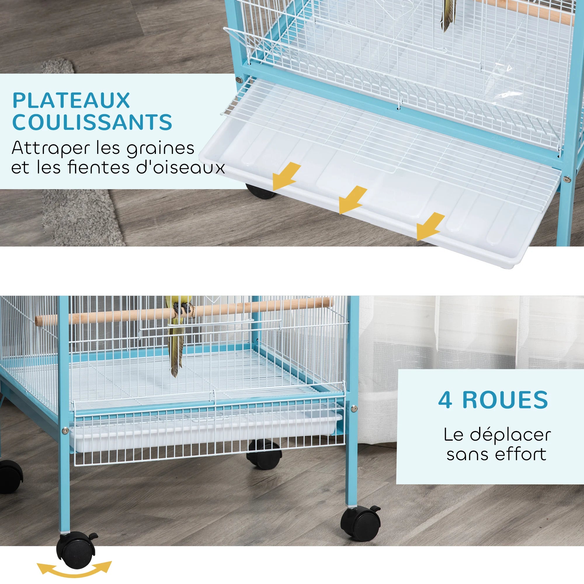 Volière haute double compartiment