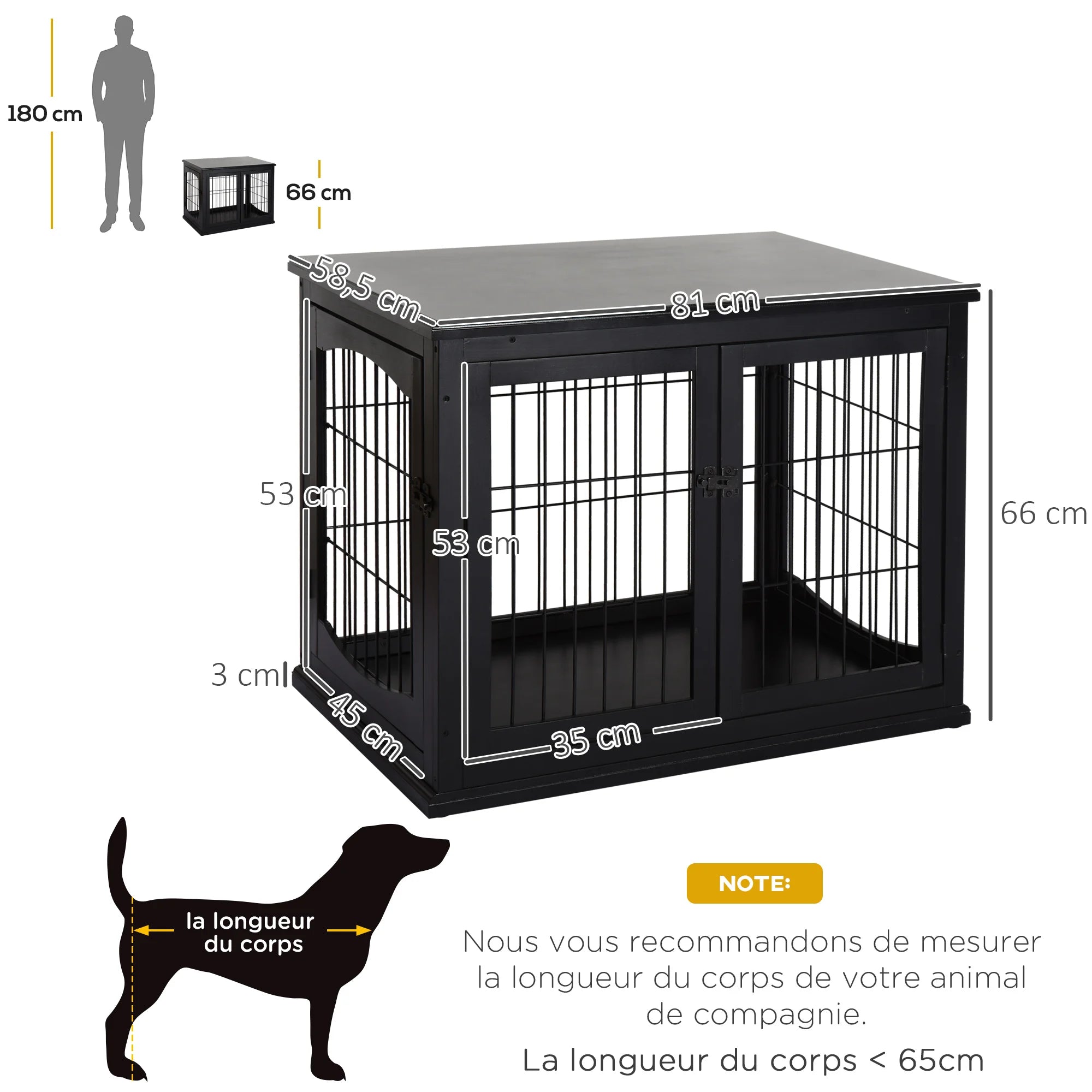 Cage haute d’intérieur pour chien