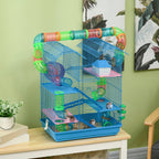 Cage bleue 5 niveaux équipée