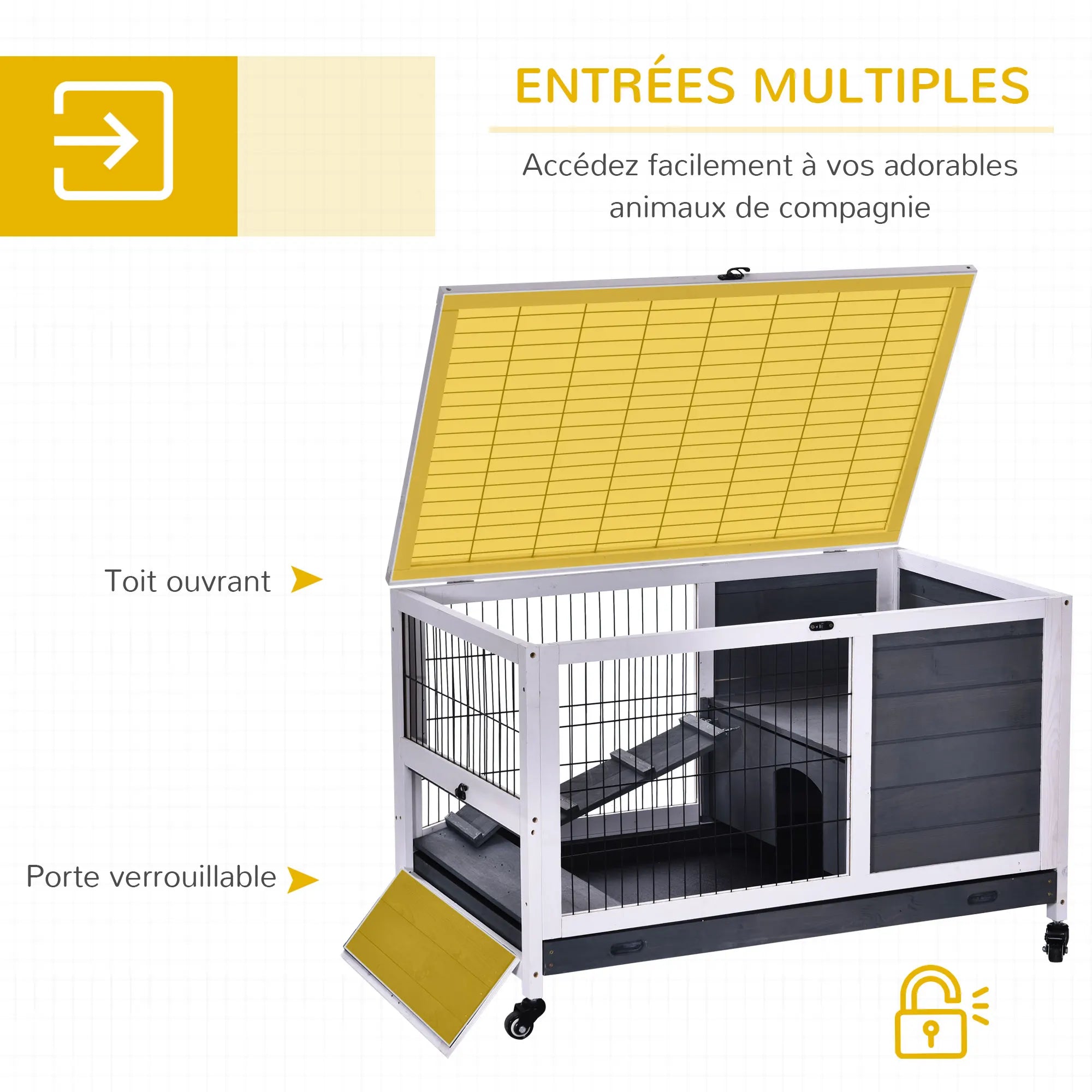 Clapier d’intérieur roulant à lapins