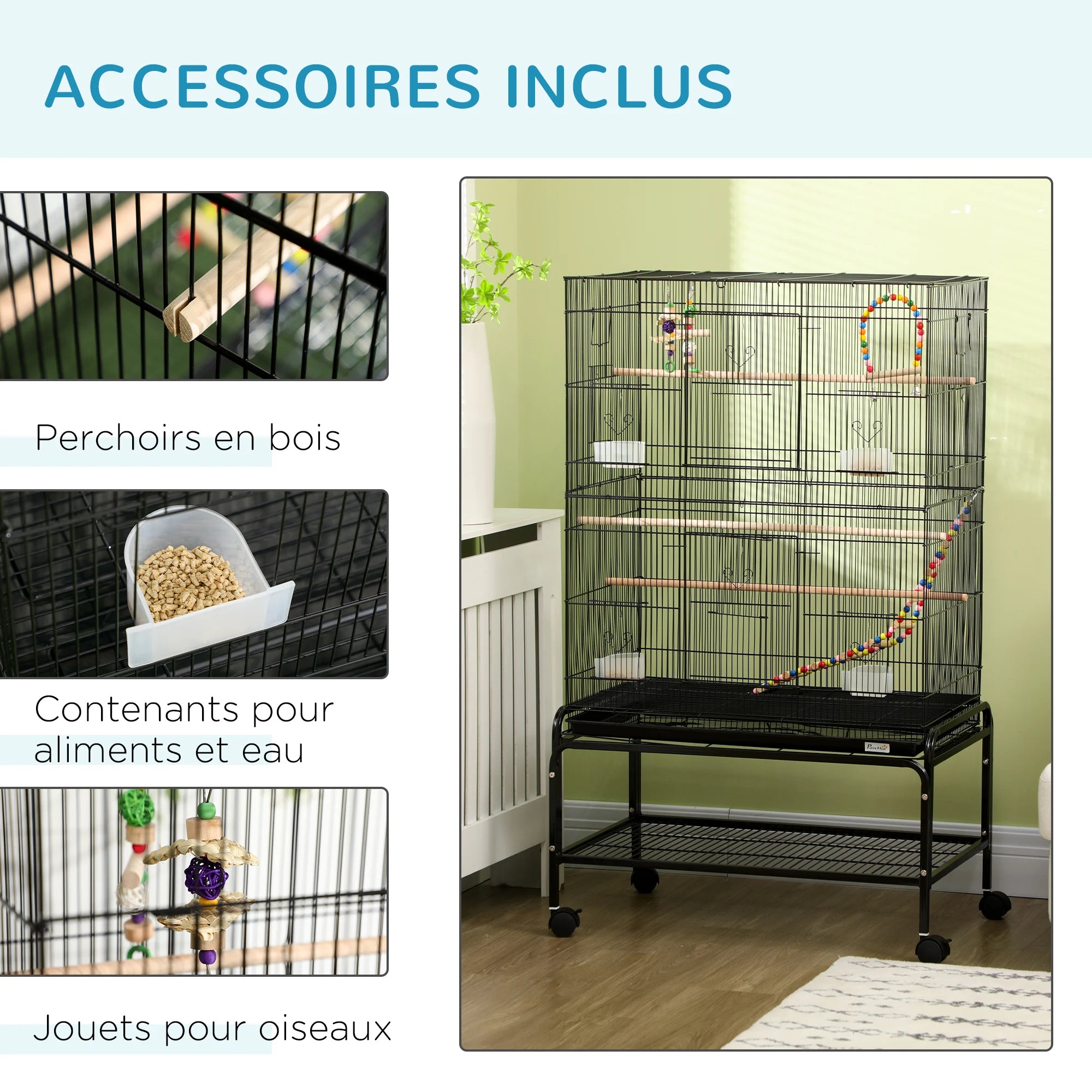 Cage noir haute pour perroquet