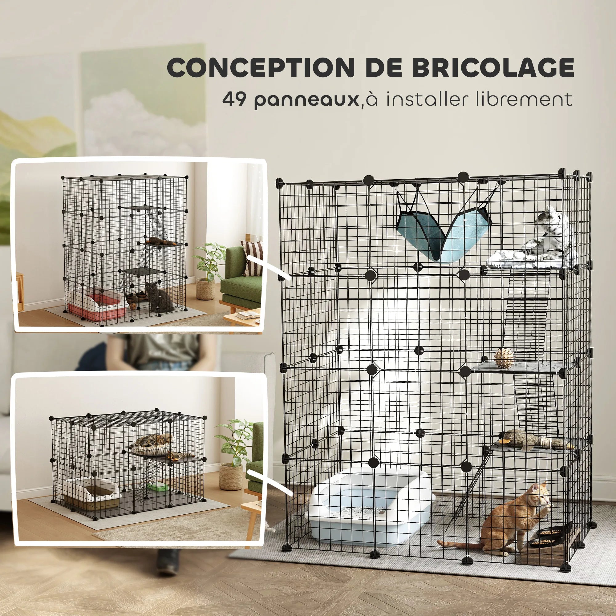 Enclos modulable à 49 panneaux