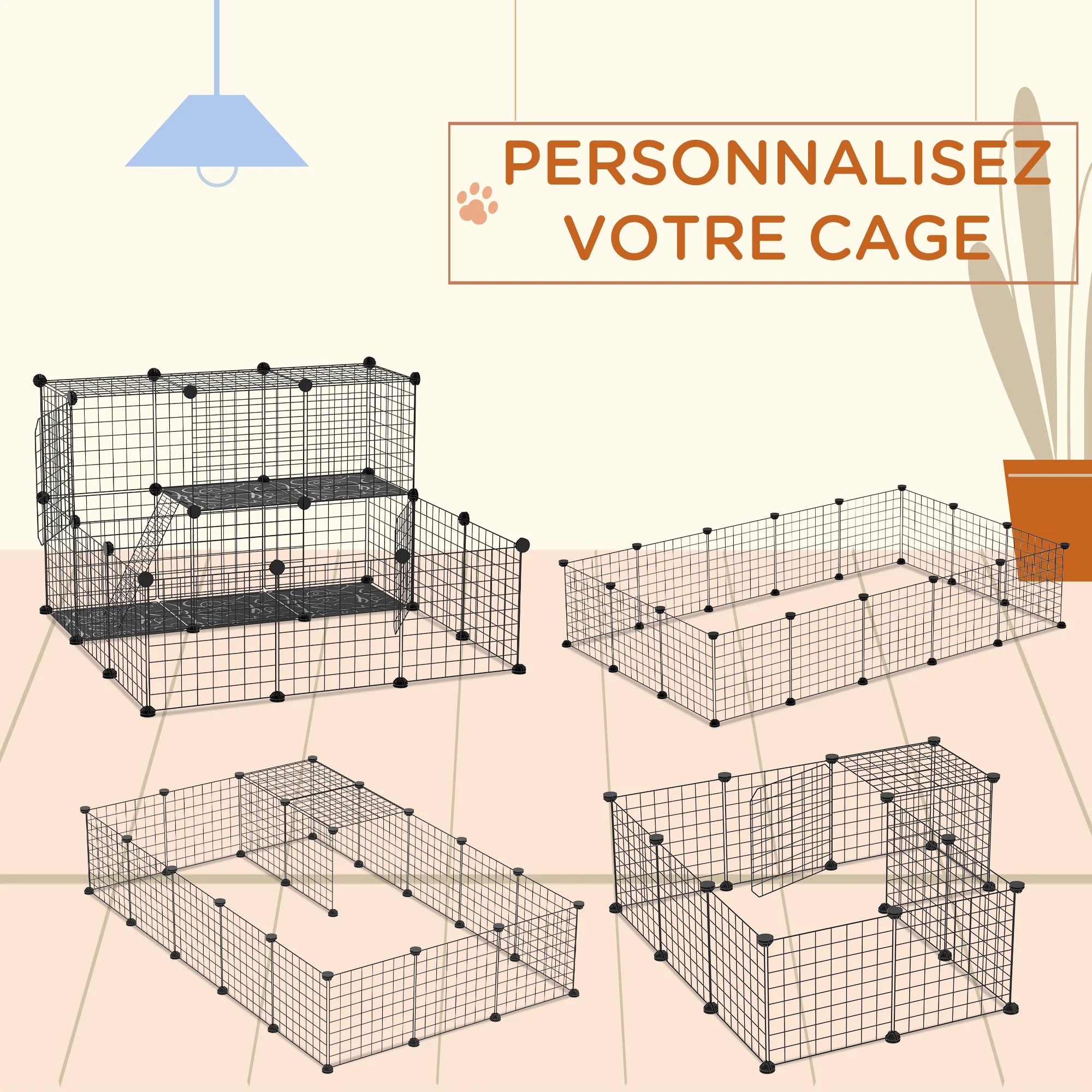 Grand enclos modulable à lapins