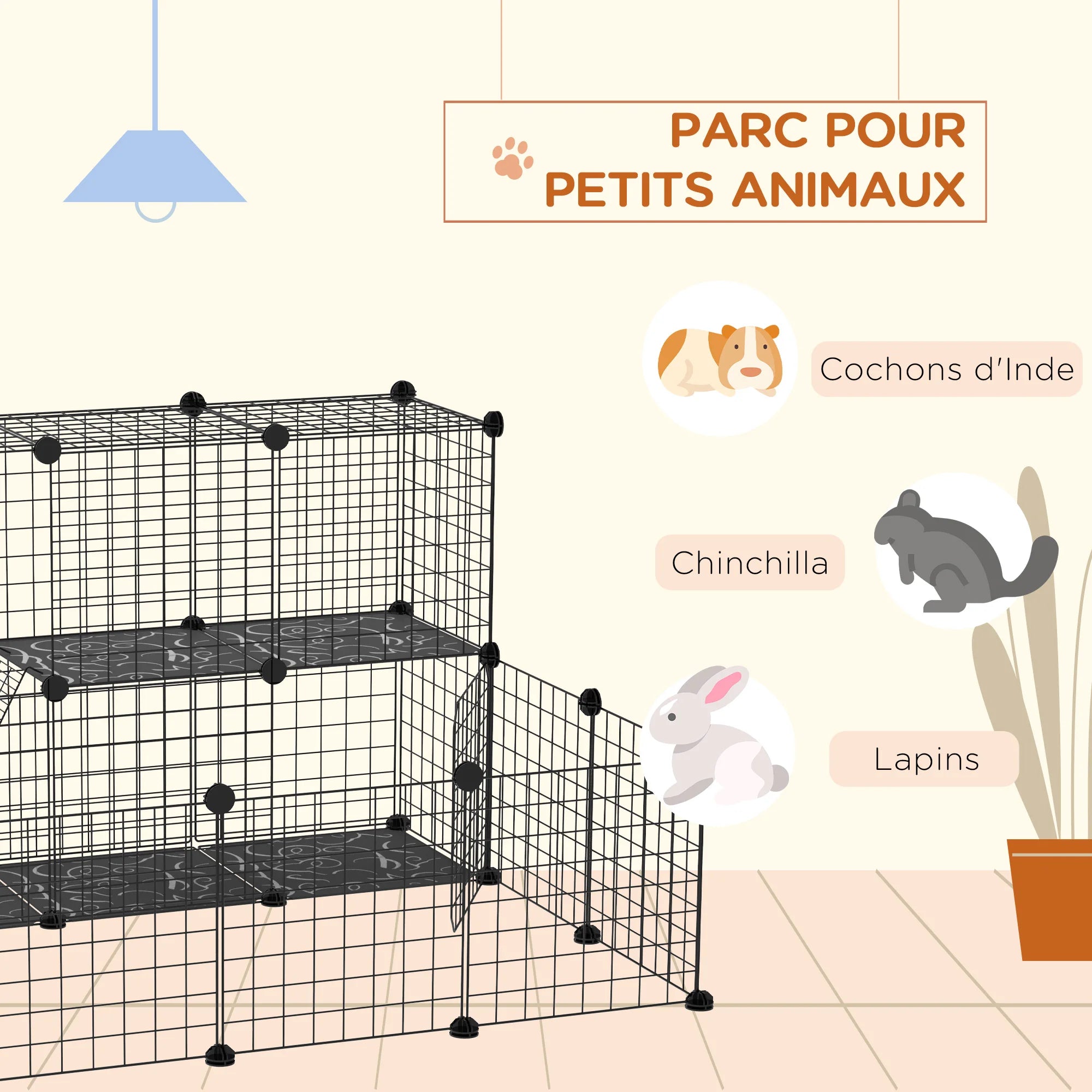Grand enclos modulable à lapins