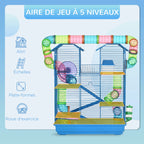 Cage bleue 5 niveaux équipée