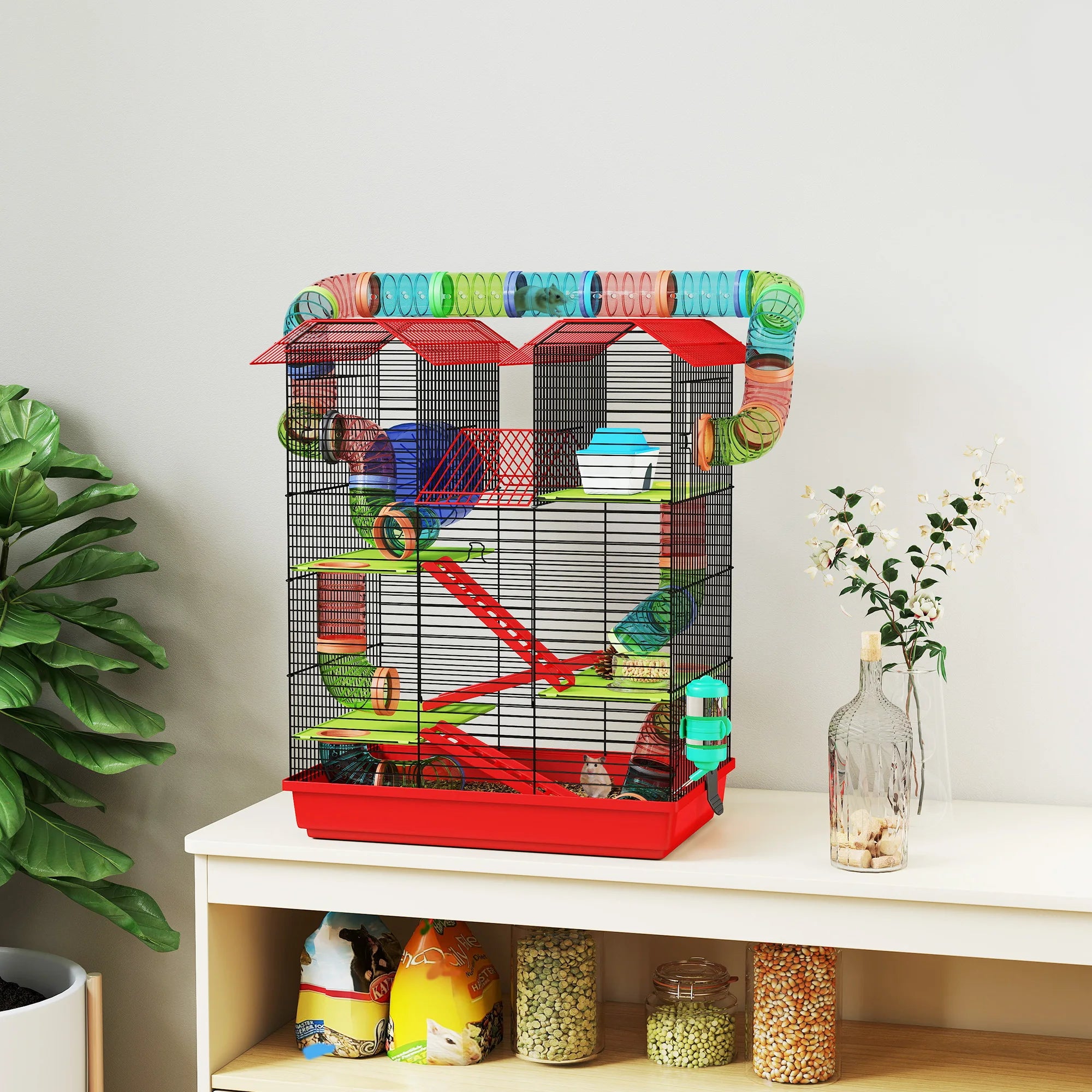 Cage mi-haute équipée à étages