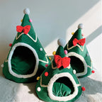 Panier chat forme sapin noël