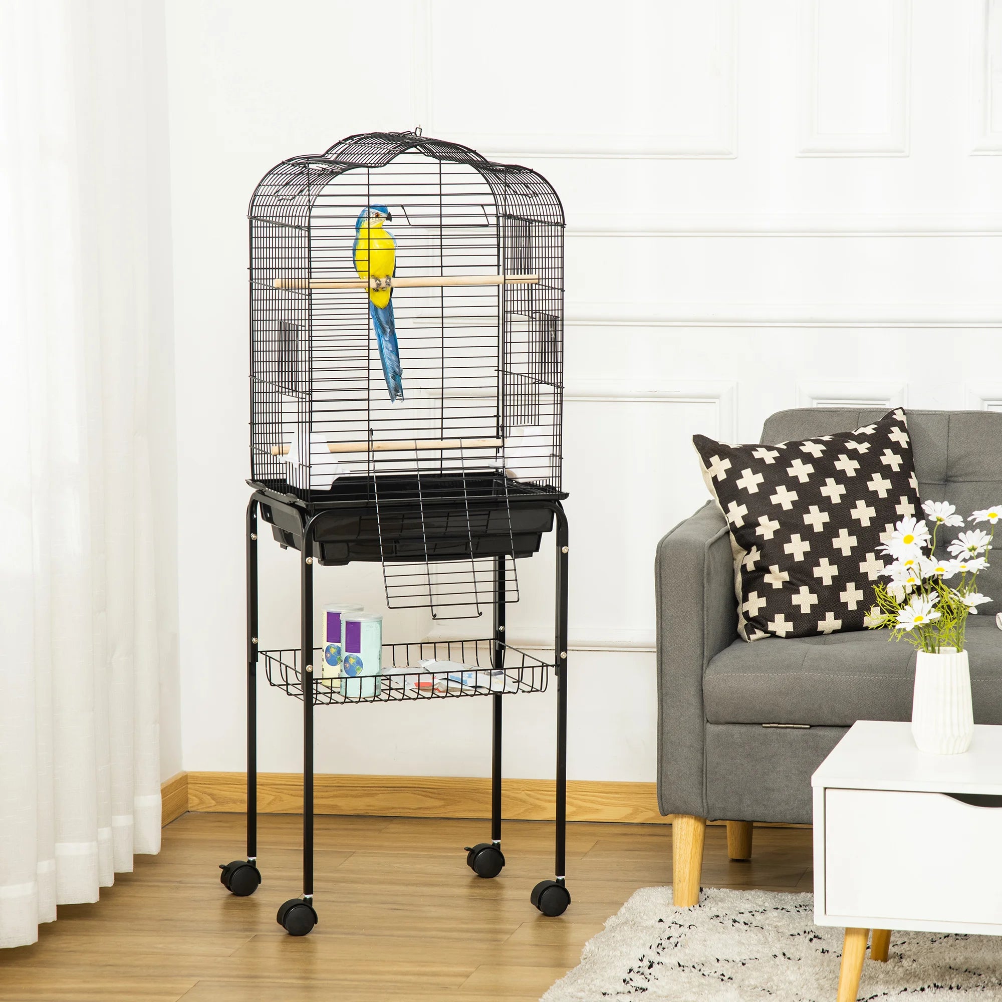Cage toit ouvrant support roulant