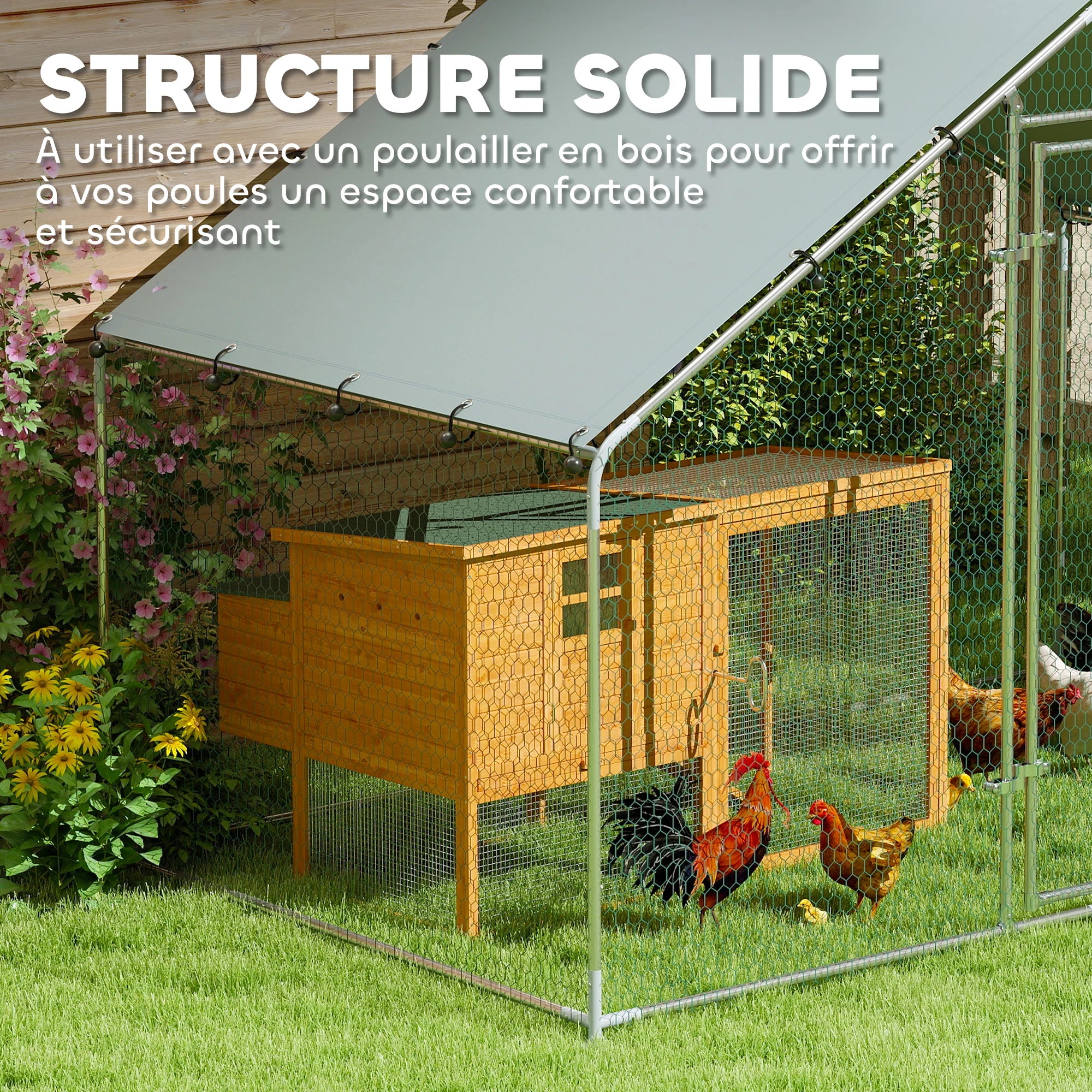 PawHut Enclos poulailler 5,1 m²