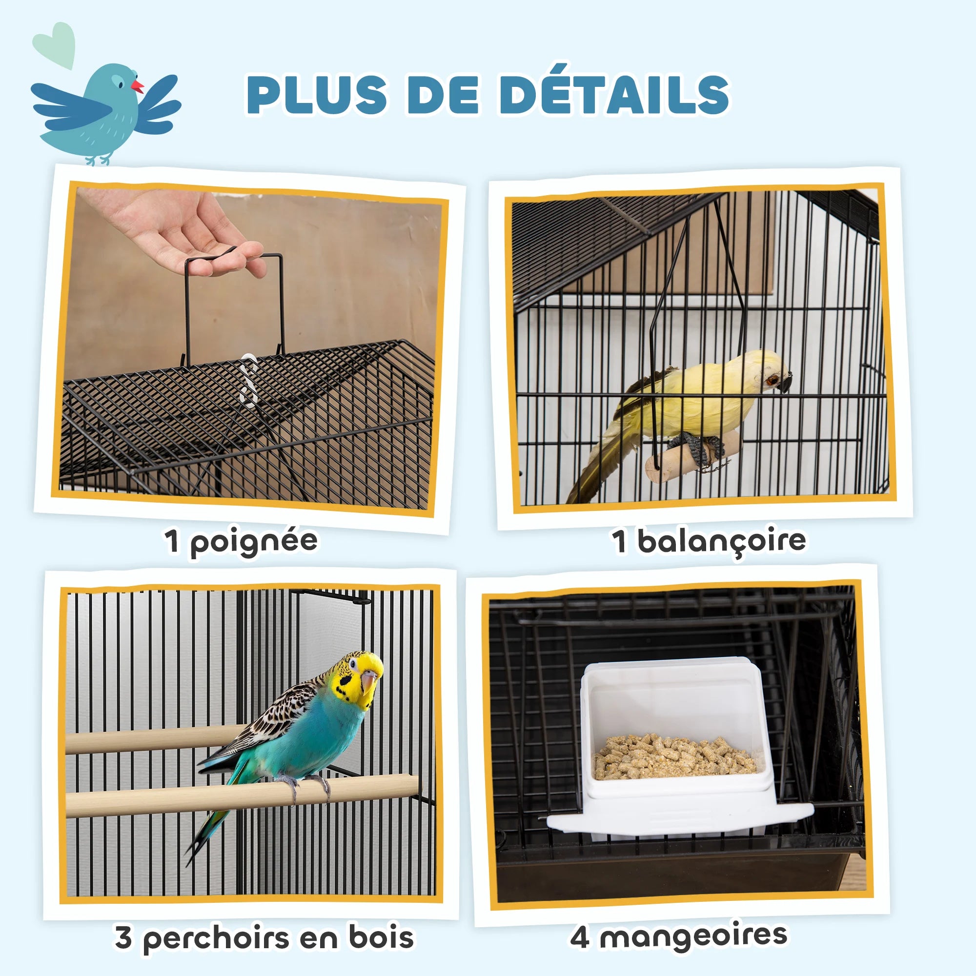 Volière à oiseaux hauteur 104 cm