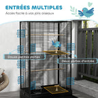 Volière haute à oiseaux noir