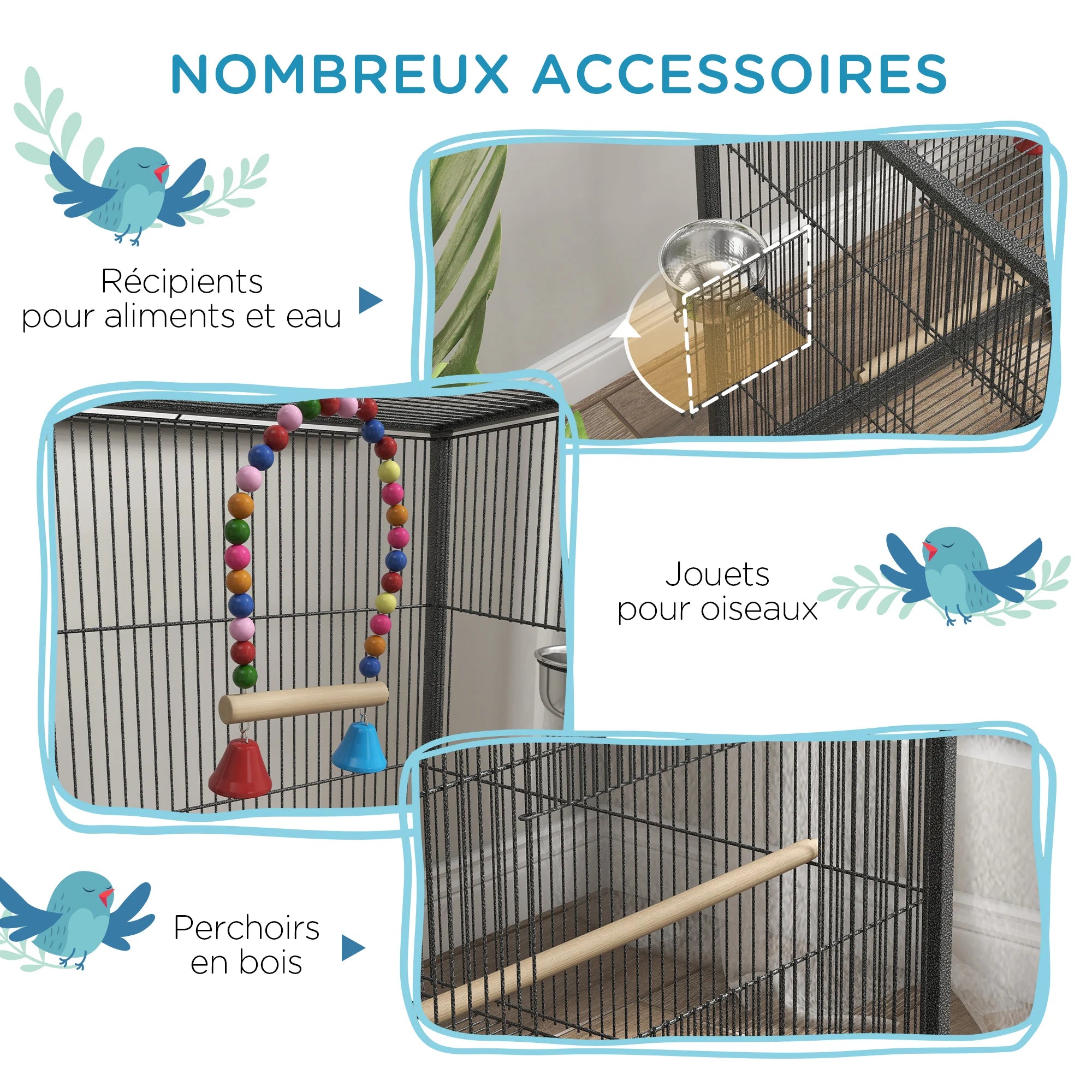 Cage sur pied, à roulettes