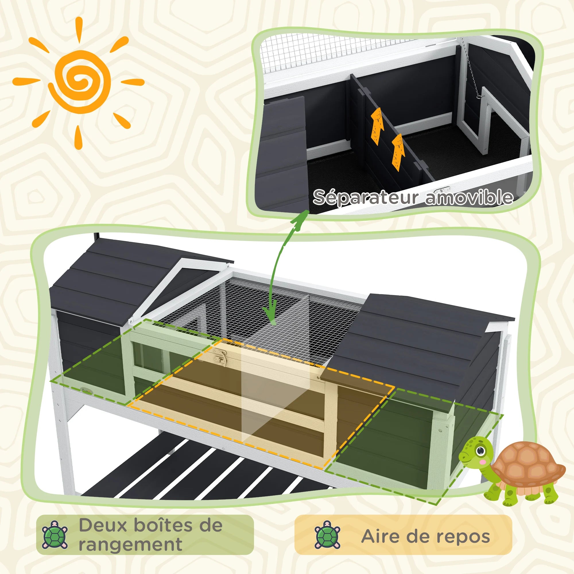 PawHut Maison tortue terrestre