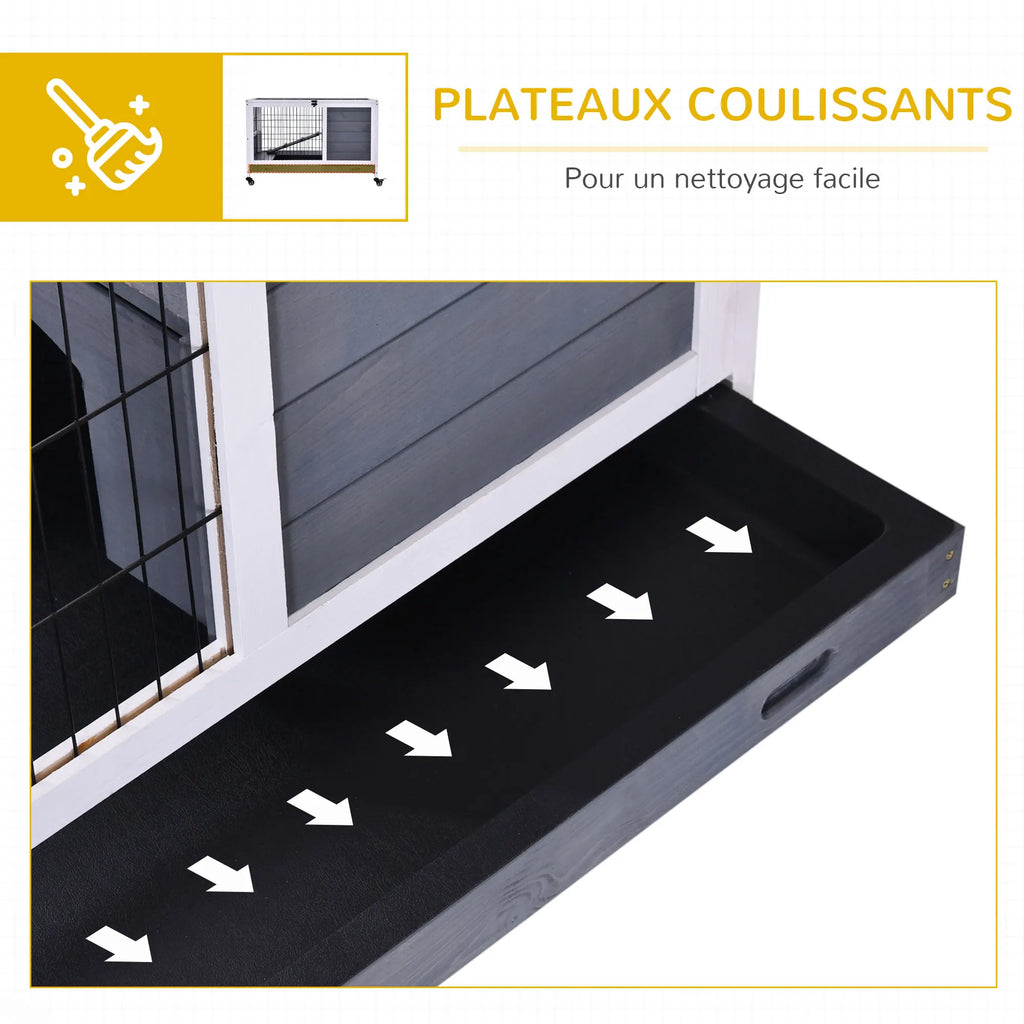 Clapier d’intérieur roulant à lapins