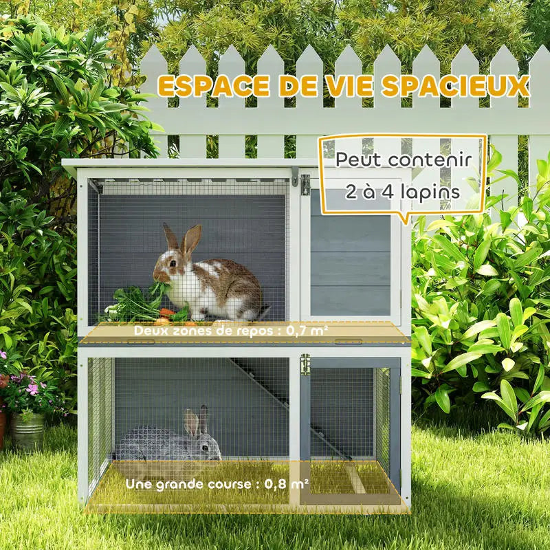 Clapier 2 étages d’extérieur à lapins