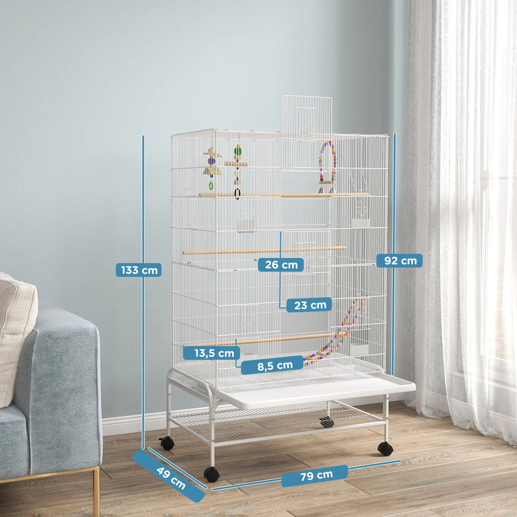 Cage blanche haute pour perroquet