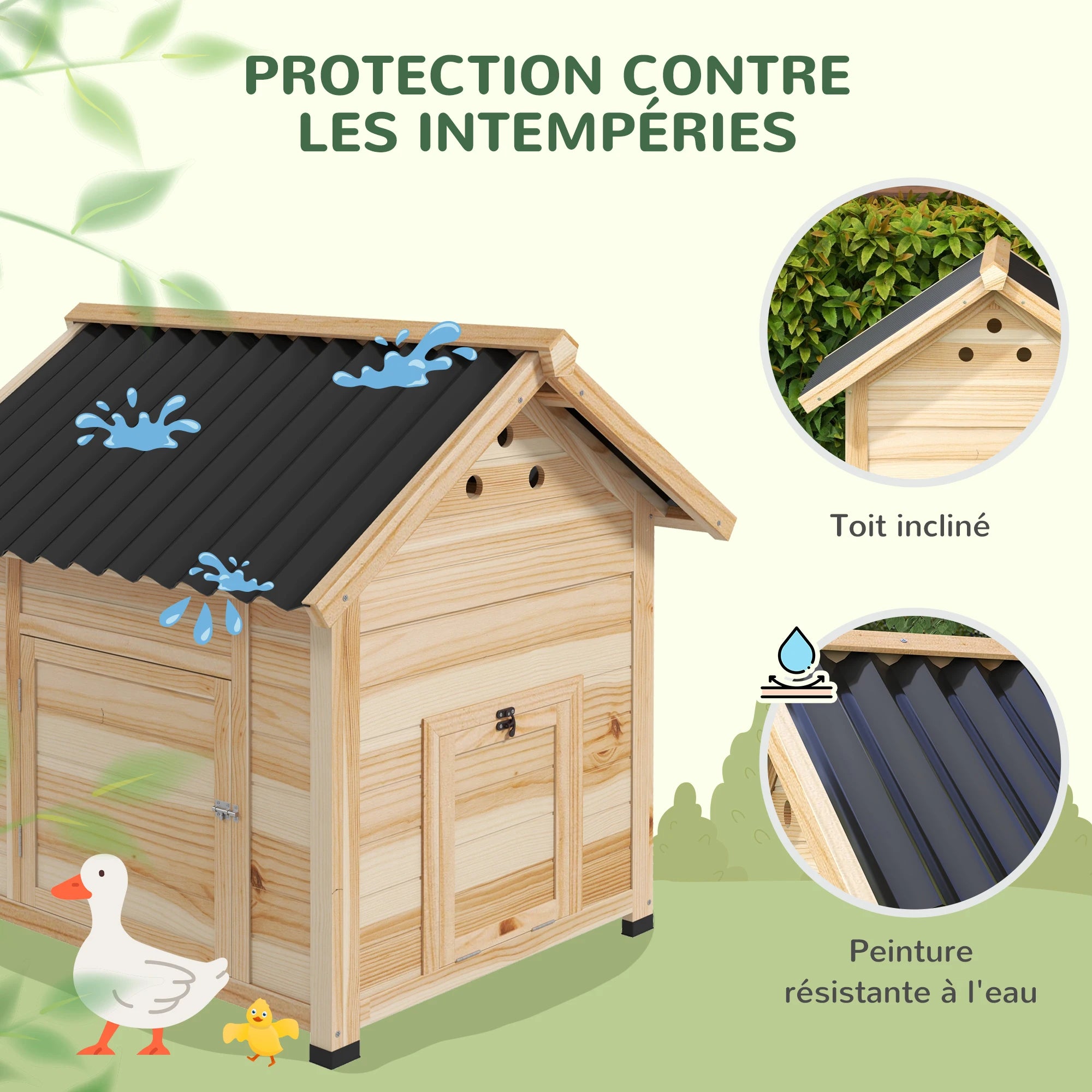 PawHut Abri pour canards en bois