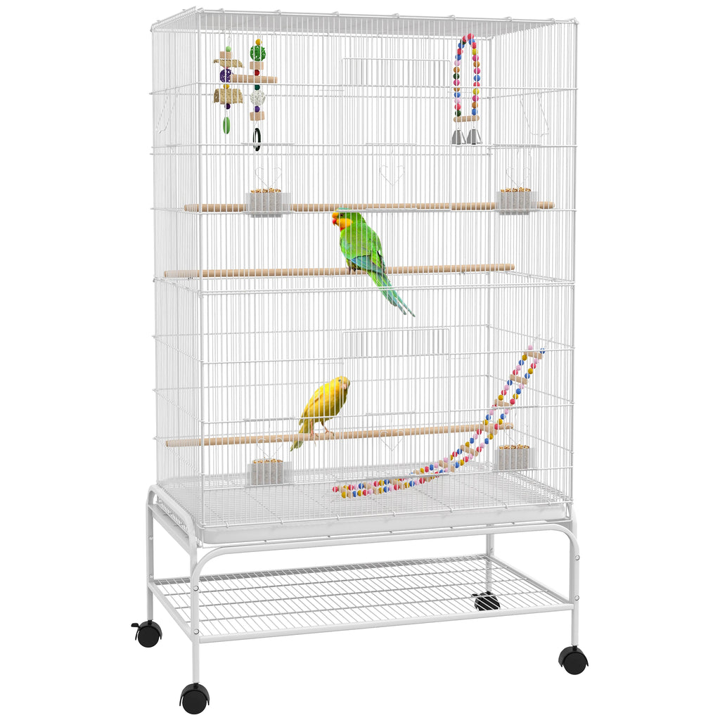 Cage blanche haute pour perroquet