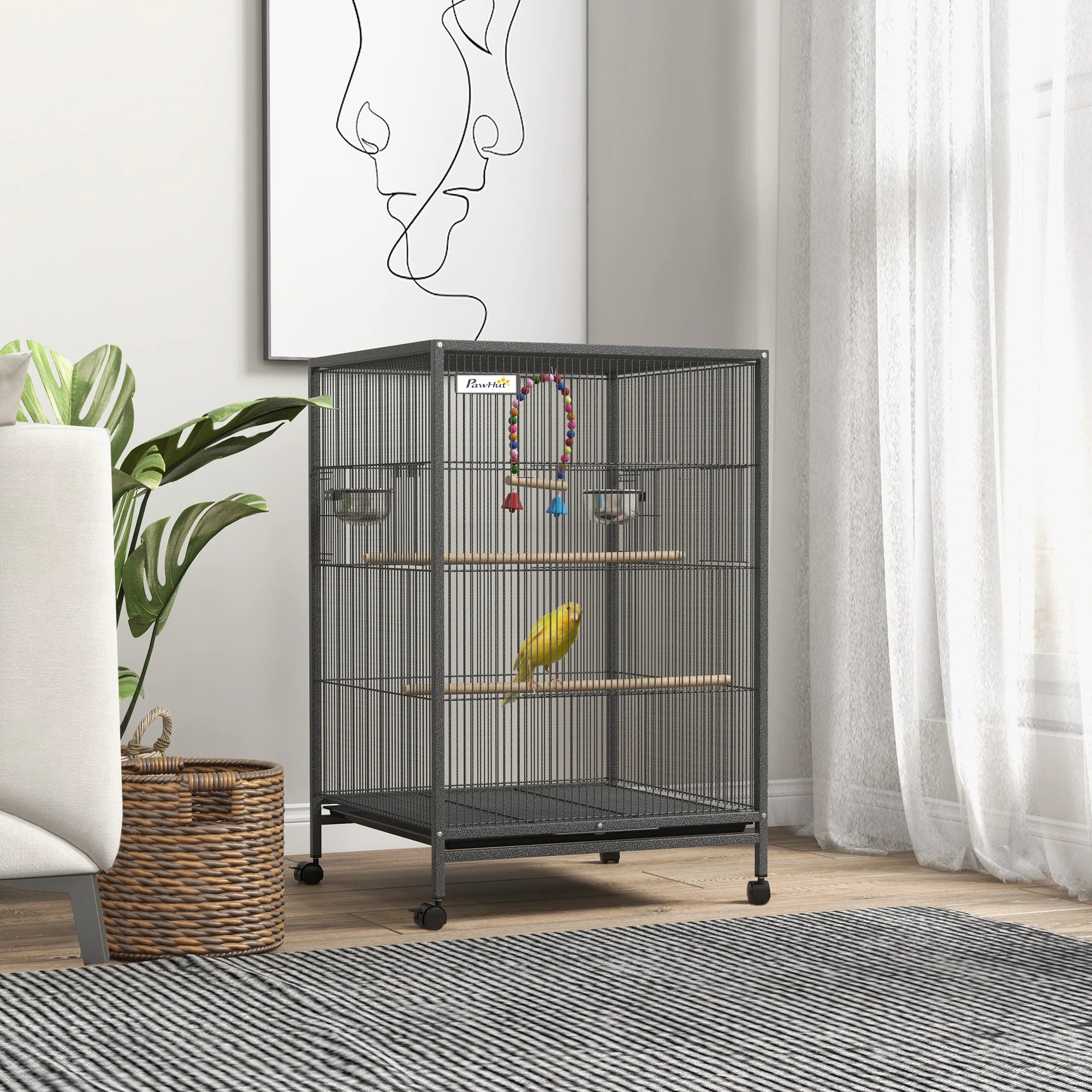 Cage sur pied, à roulettes