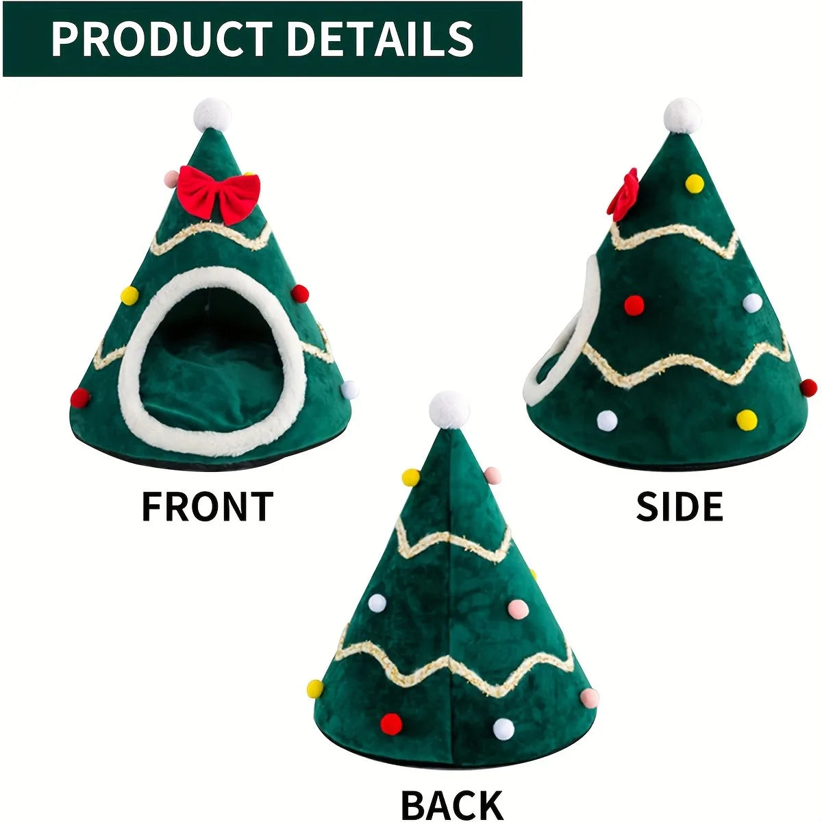 Panier chat forme sapin noël