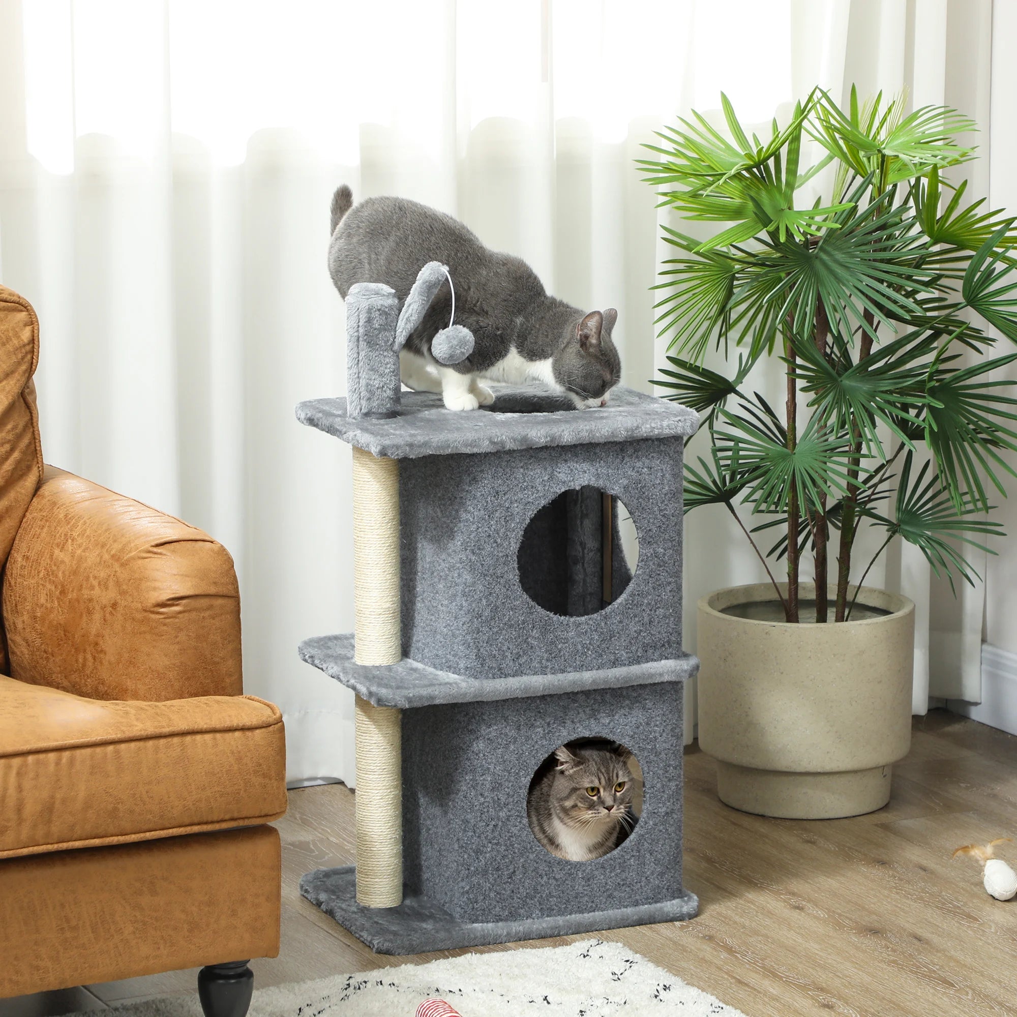 Arbre à chats double niche