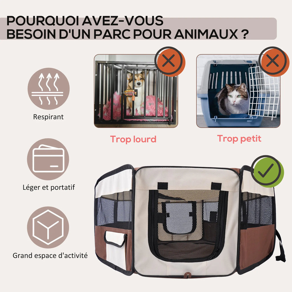 Enclos chiens pliable en tissu