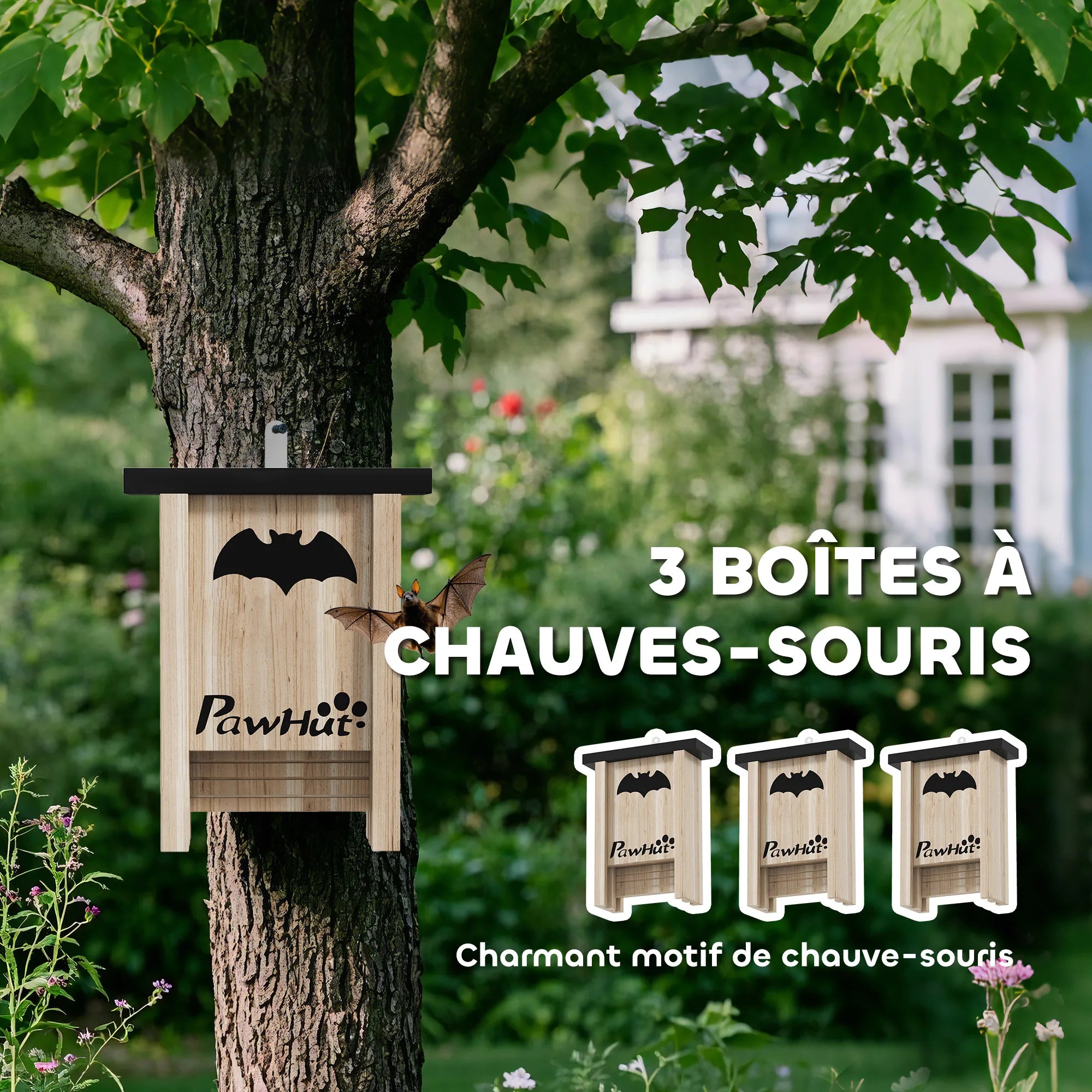 Lot de 3 cabanes chauve-souris